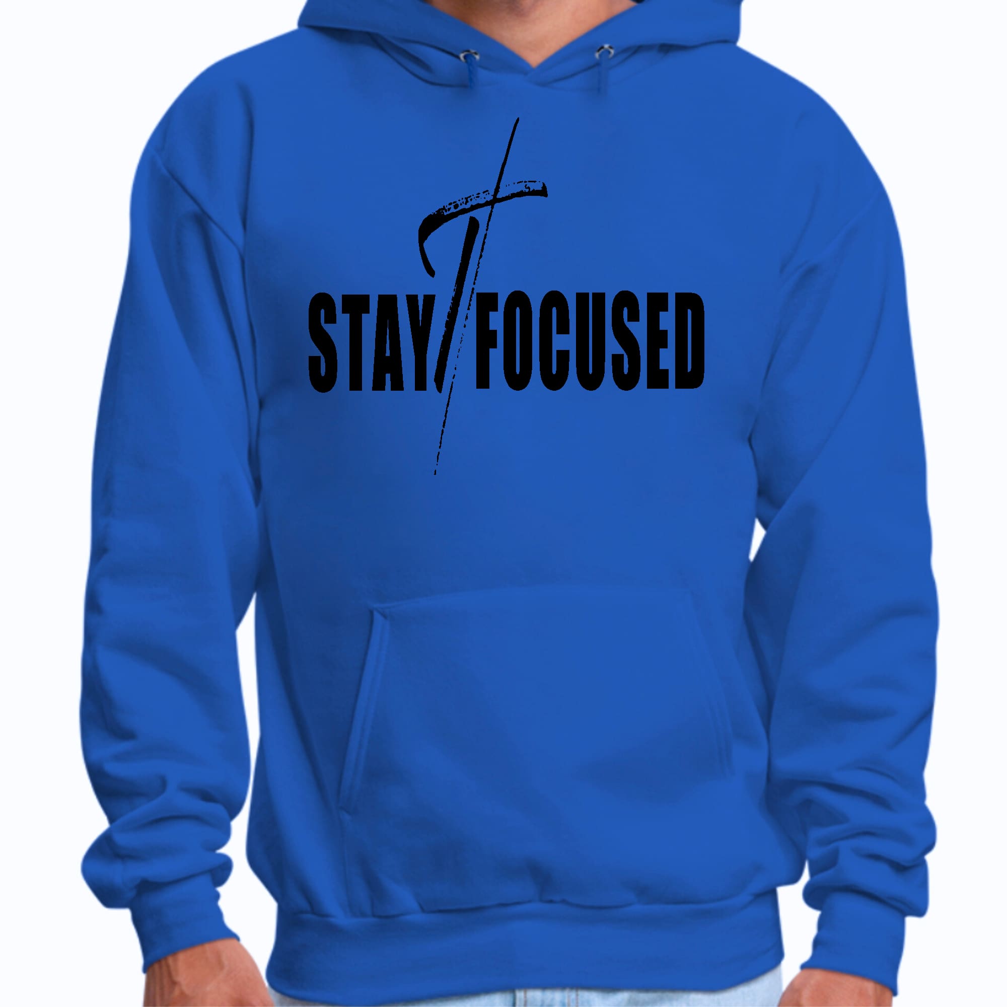 Mens Graphic Hoodie Stay Focused Black Print