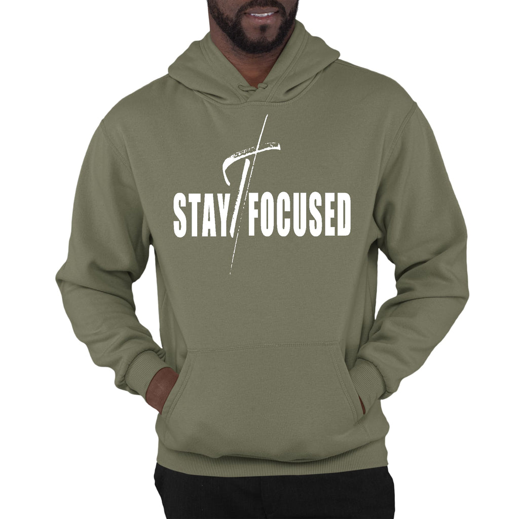 Mens Graphic Hoodie Stay Focused White Print