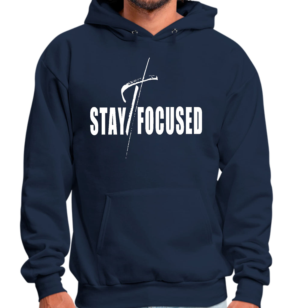Mens Graphic Hoodie Stay Focused White Print