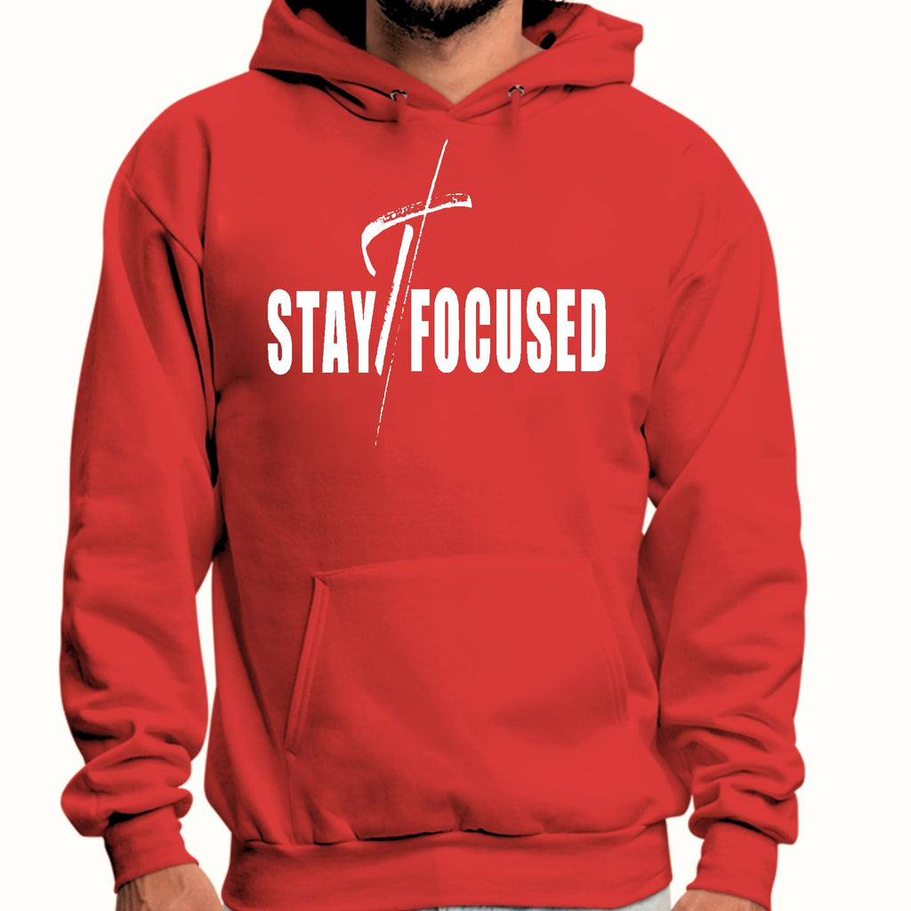 Mens Graphic Hoodie Stay Focused White Print