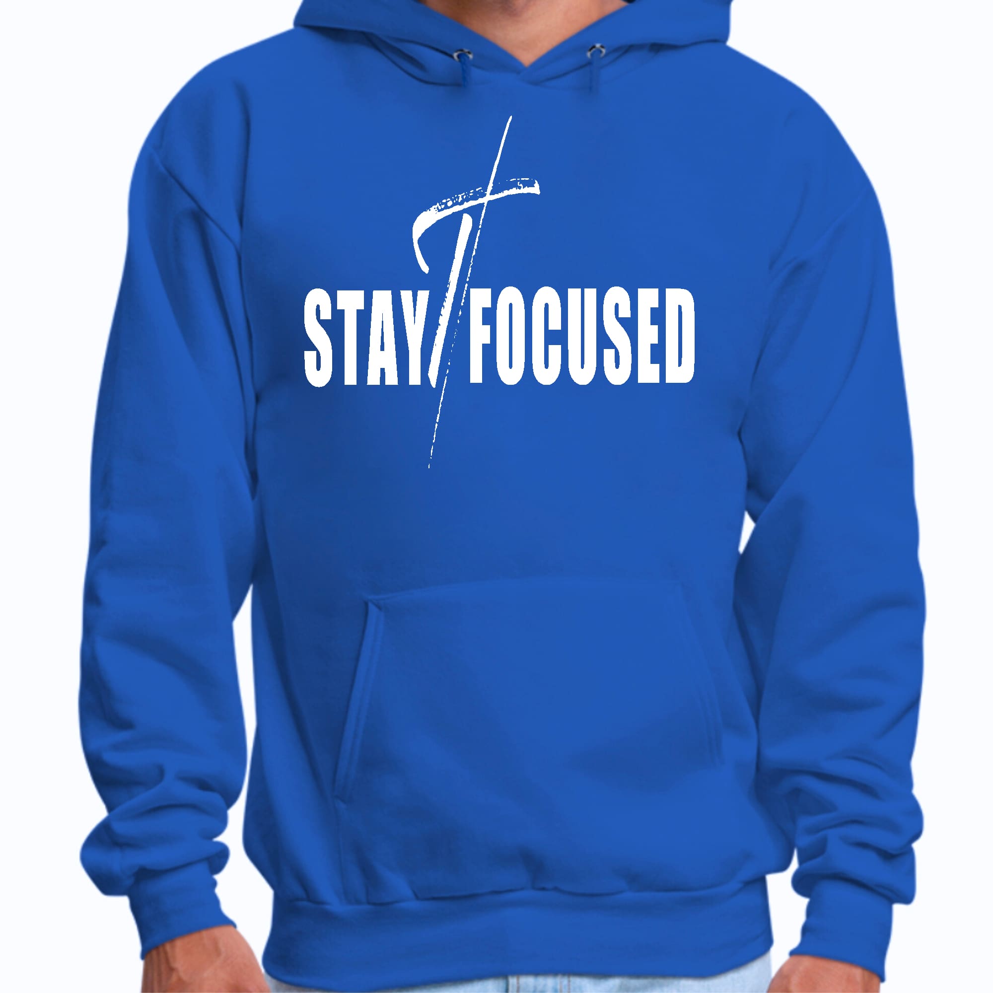 Mens Graphic Hoodie Stay Focused White Print