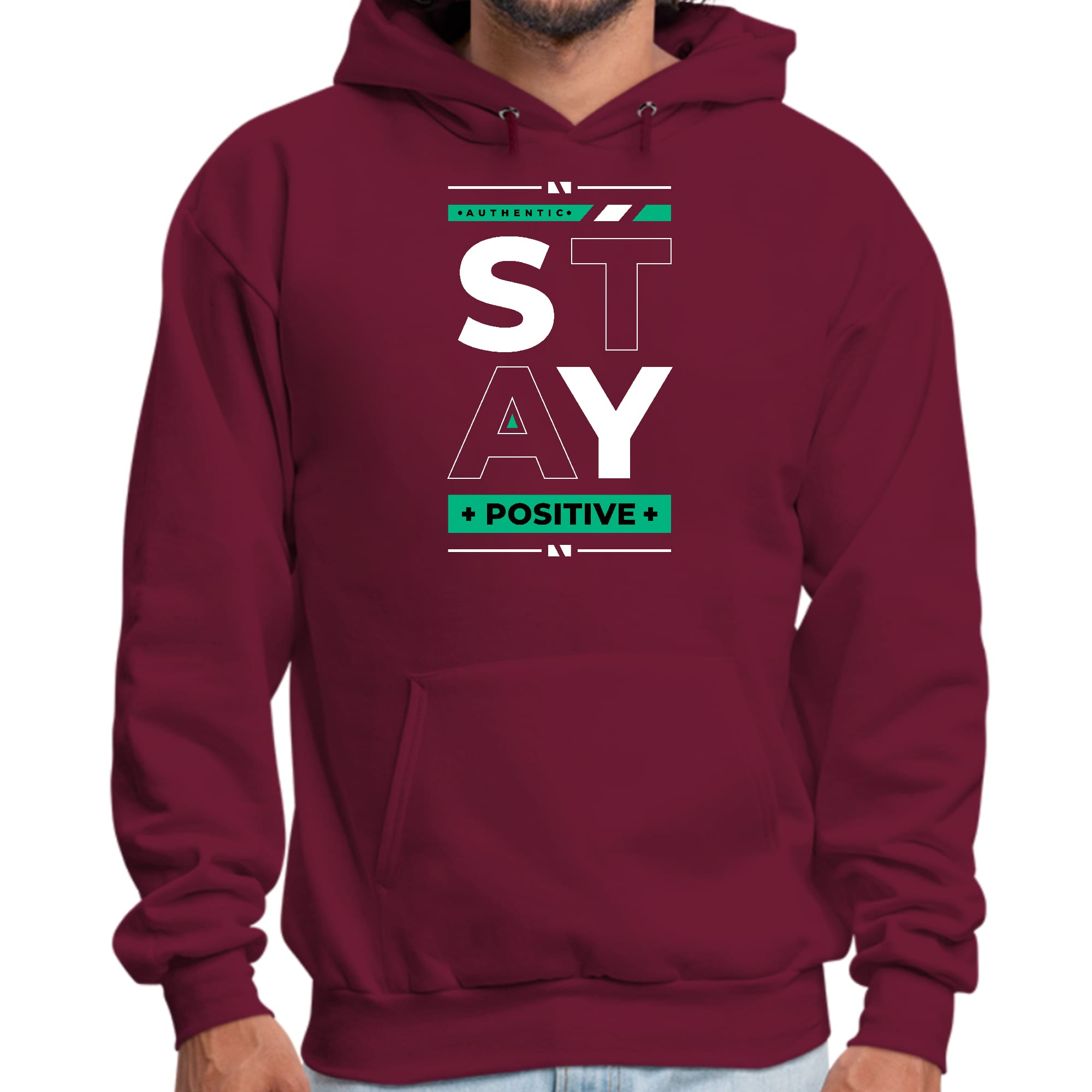Mens Graphic Hoodie Stay Positive