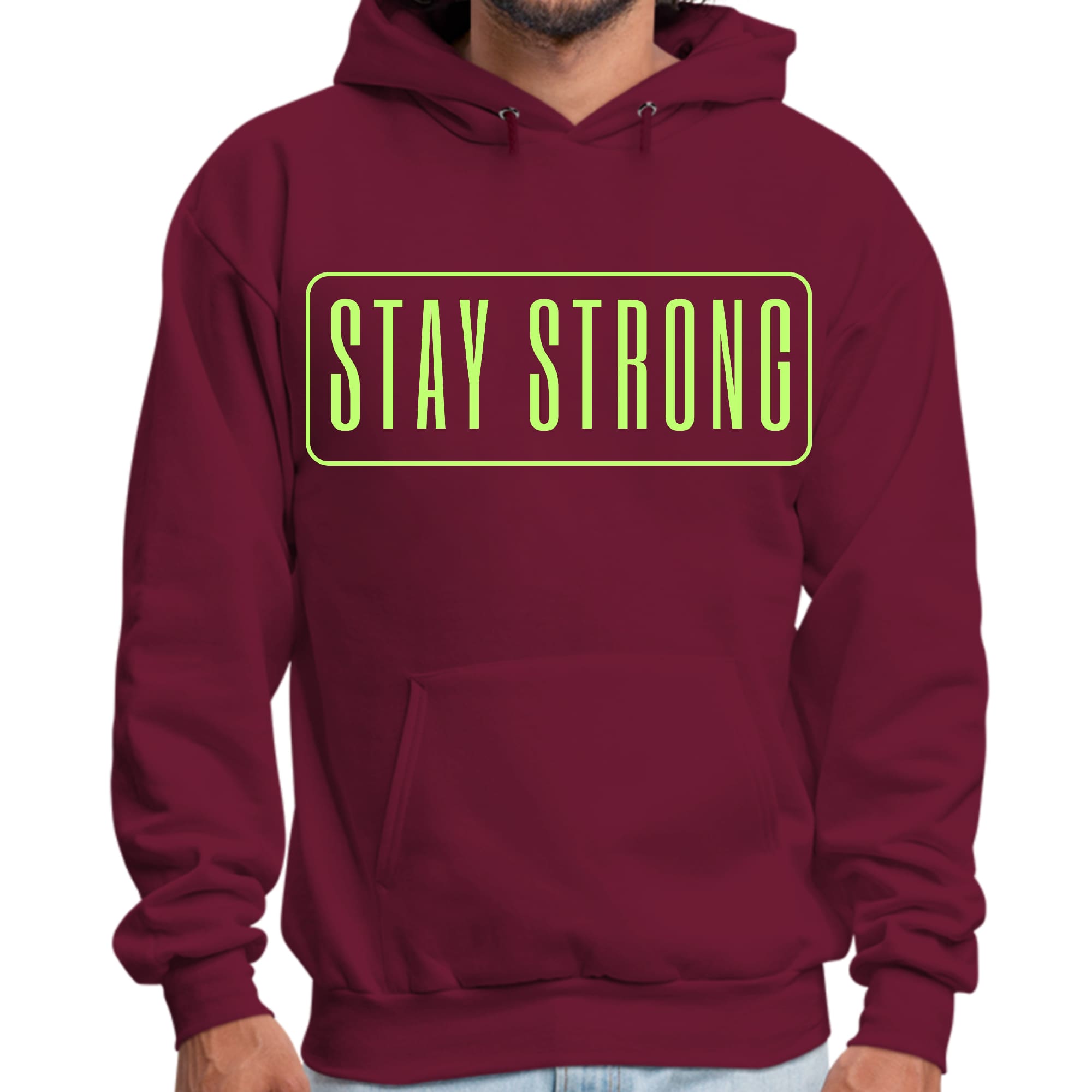 Mens Graphic Hoodie Stay Strong Neon Print