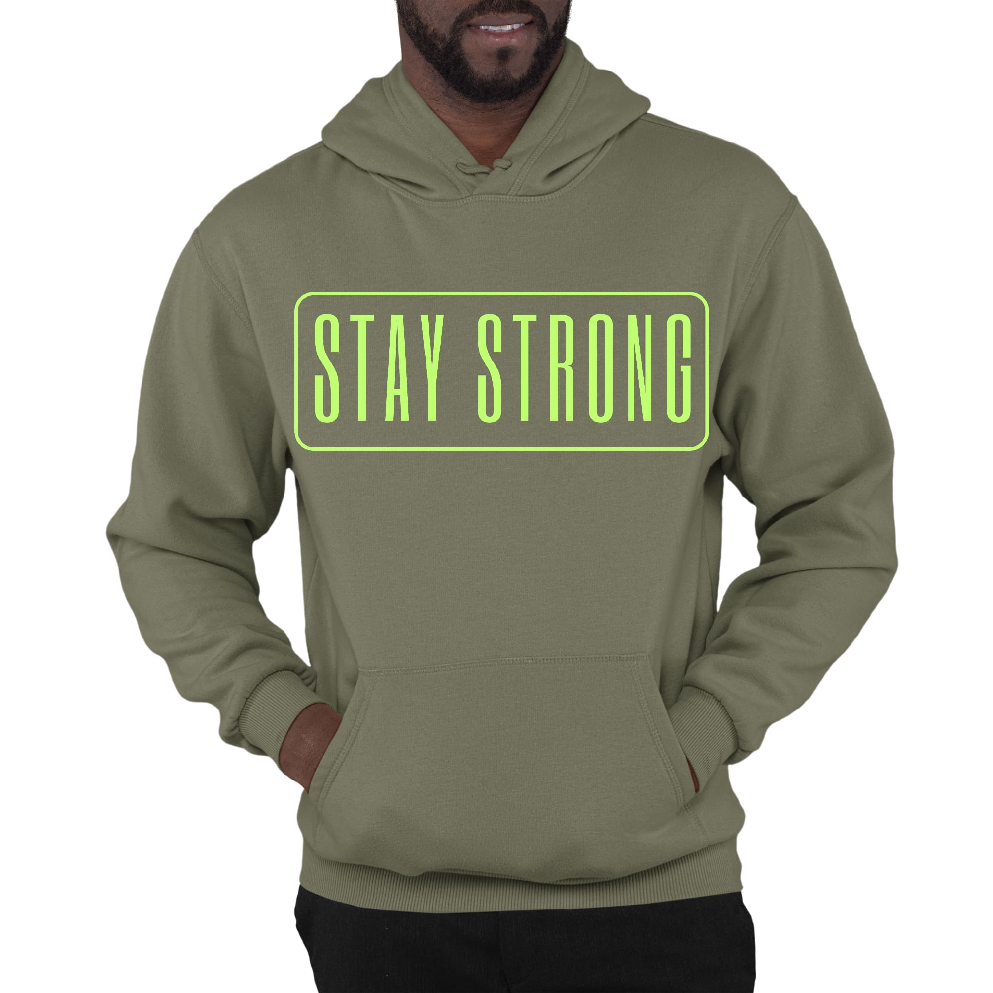 Mens Graphic Hoodie Stay Strong Neon Print