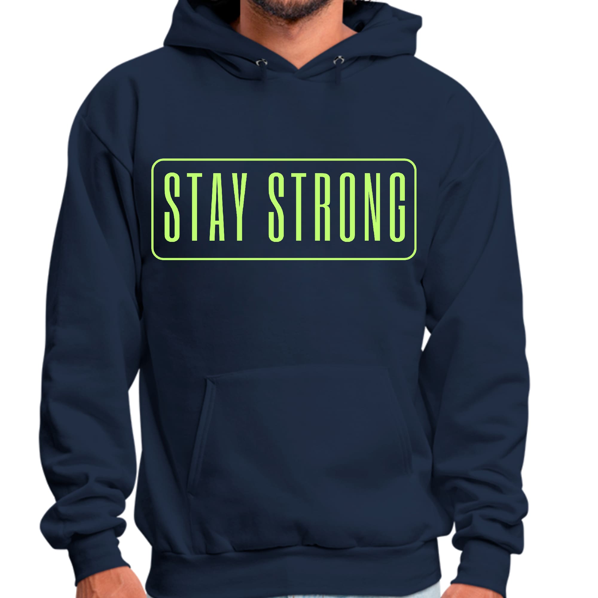 Mens Graphic Hoodie Stay Strong Neon Print