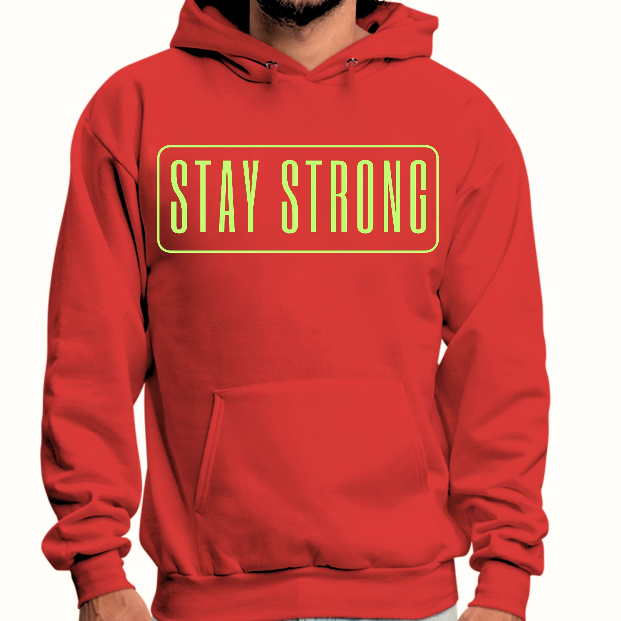 Mens Graphic Hoodie Stay Strong Neon Print