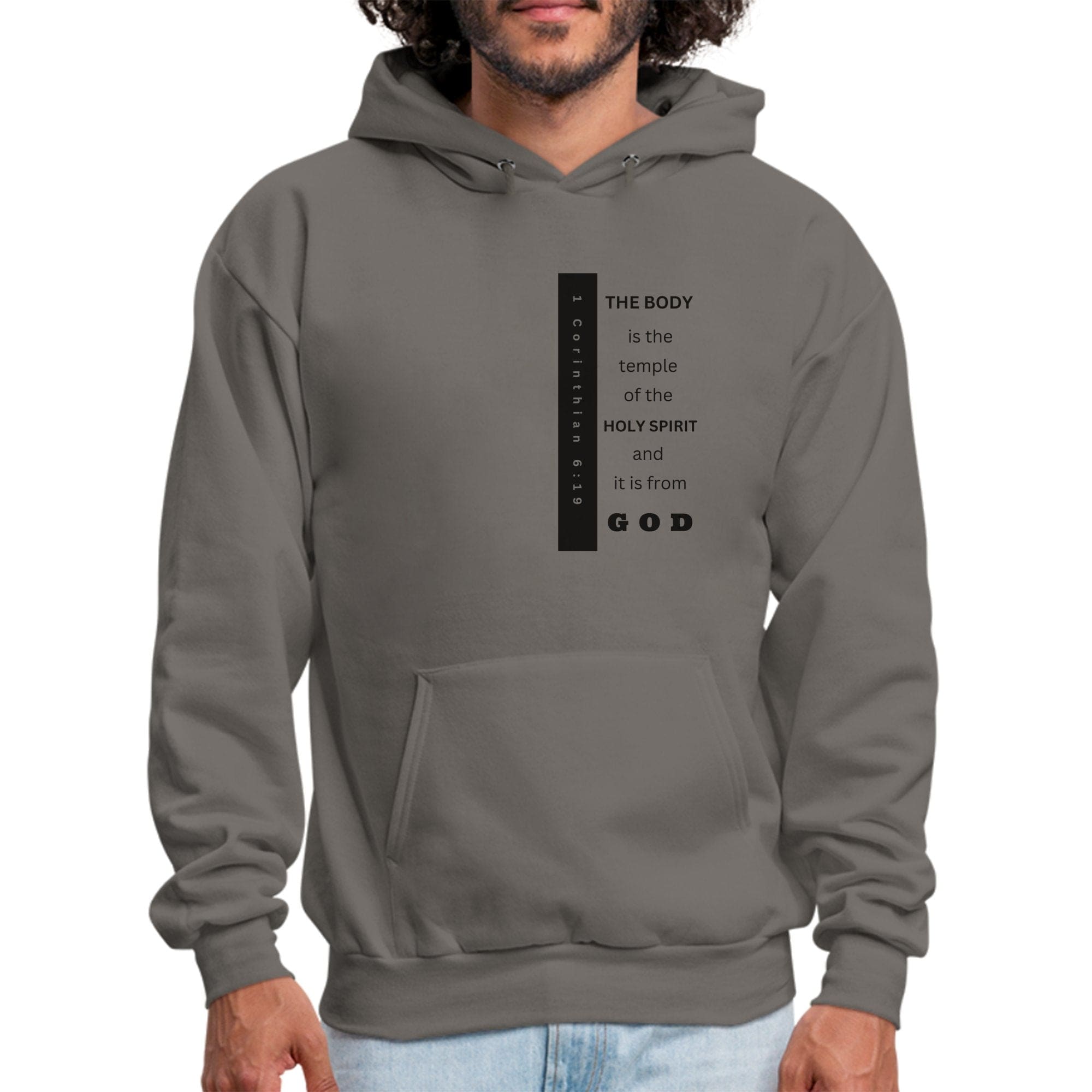 Mens Graphic Hoodie - the Body is the Temple of the Holy Spirit