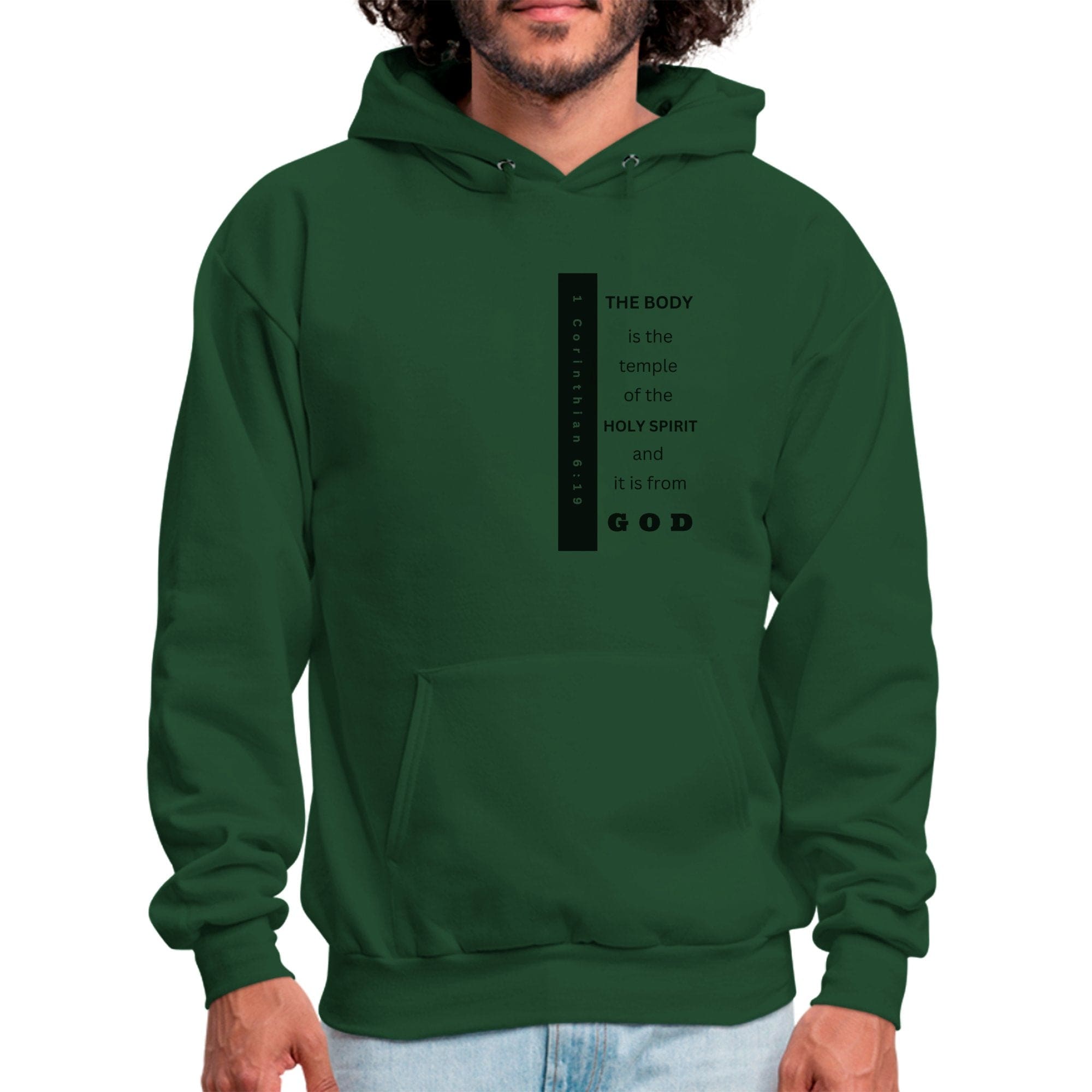 Mens Graphic Hoodie - the Body is the Temple of the Holy Spirit