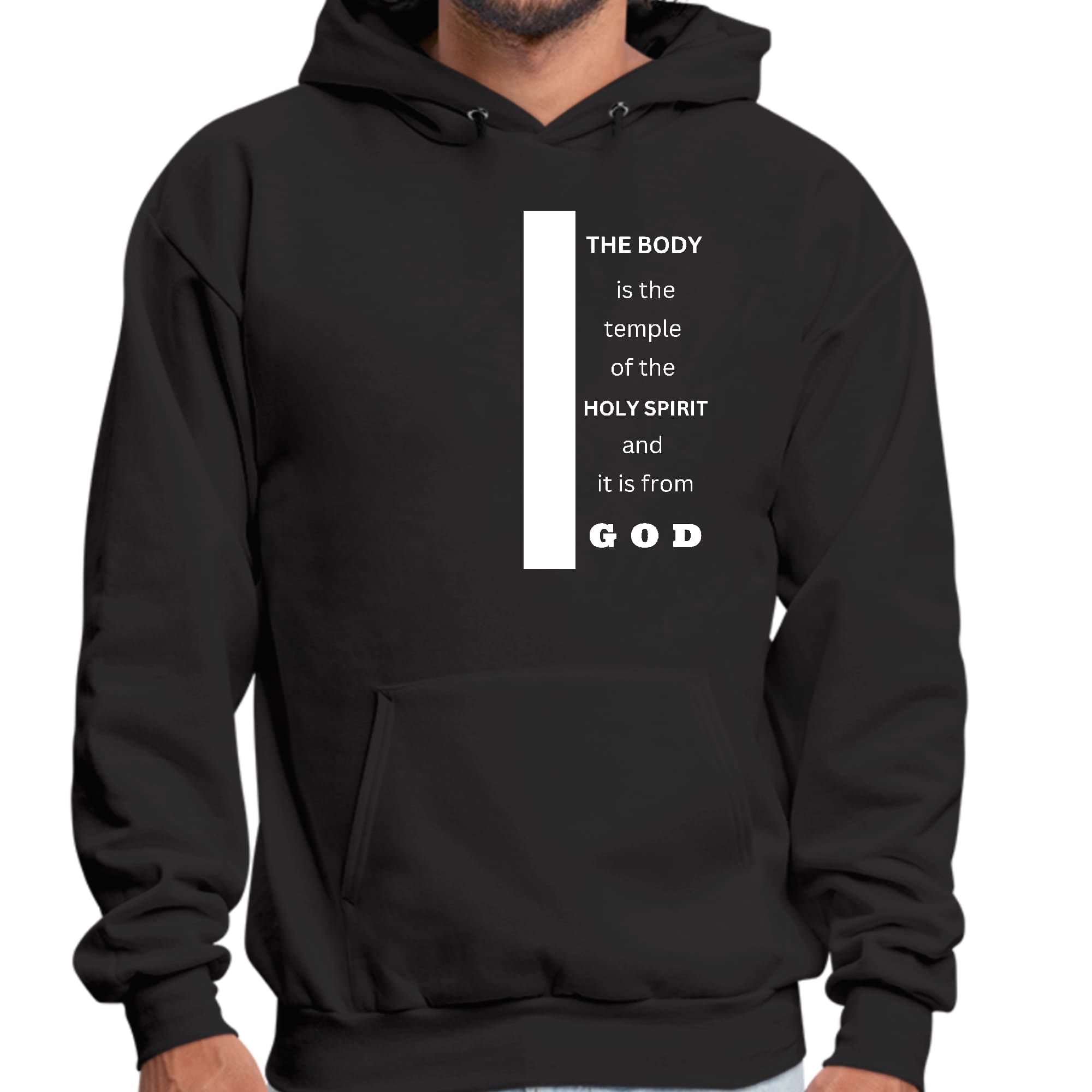 Mens Graphic Hoodie the Body is the Temple of the Holy Spirit -