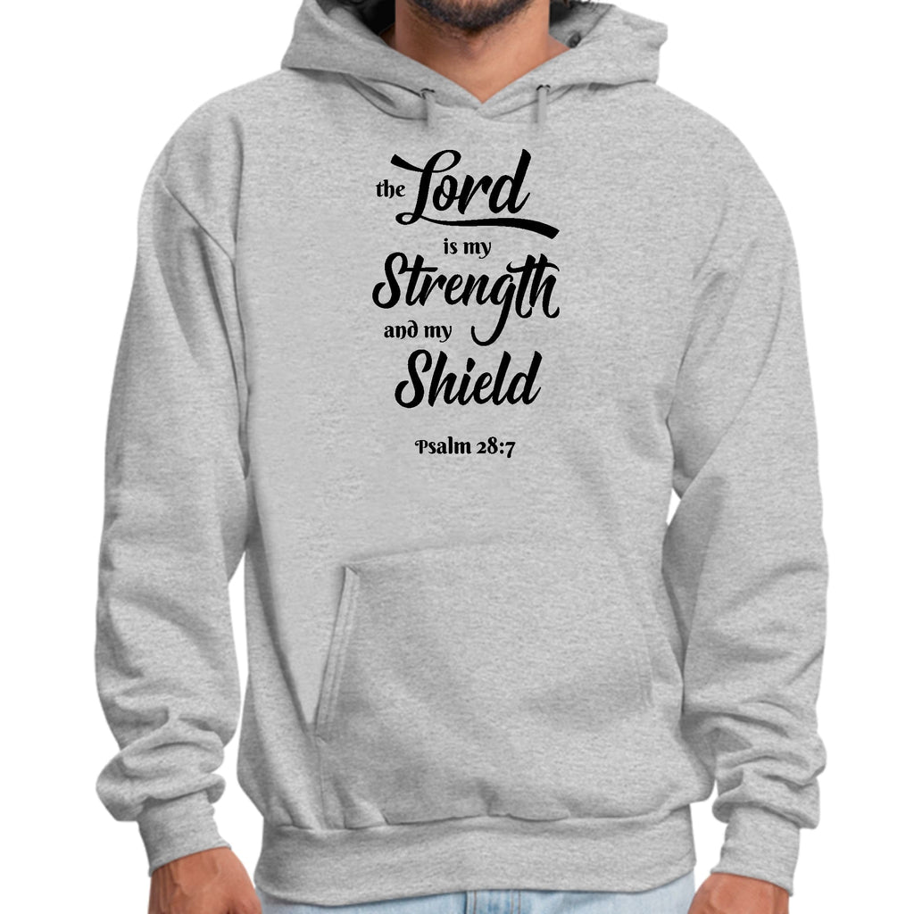 Mens Graphic Hoodie the Lord is my Strength and my Shield Black Print
