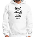 Mens Graphic Hoodie the Lord is my Strength and my Shield Black Print