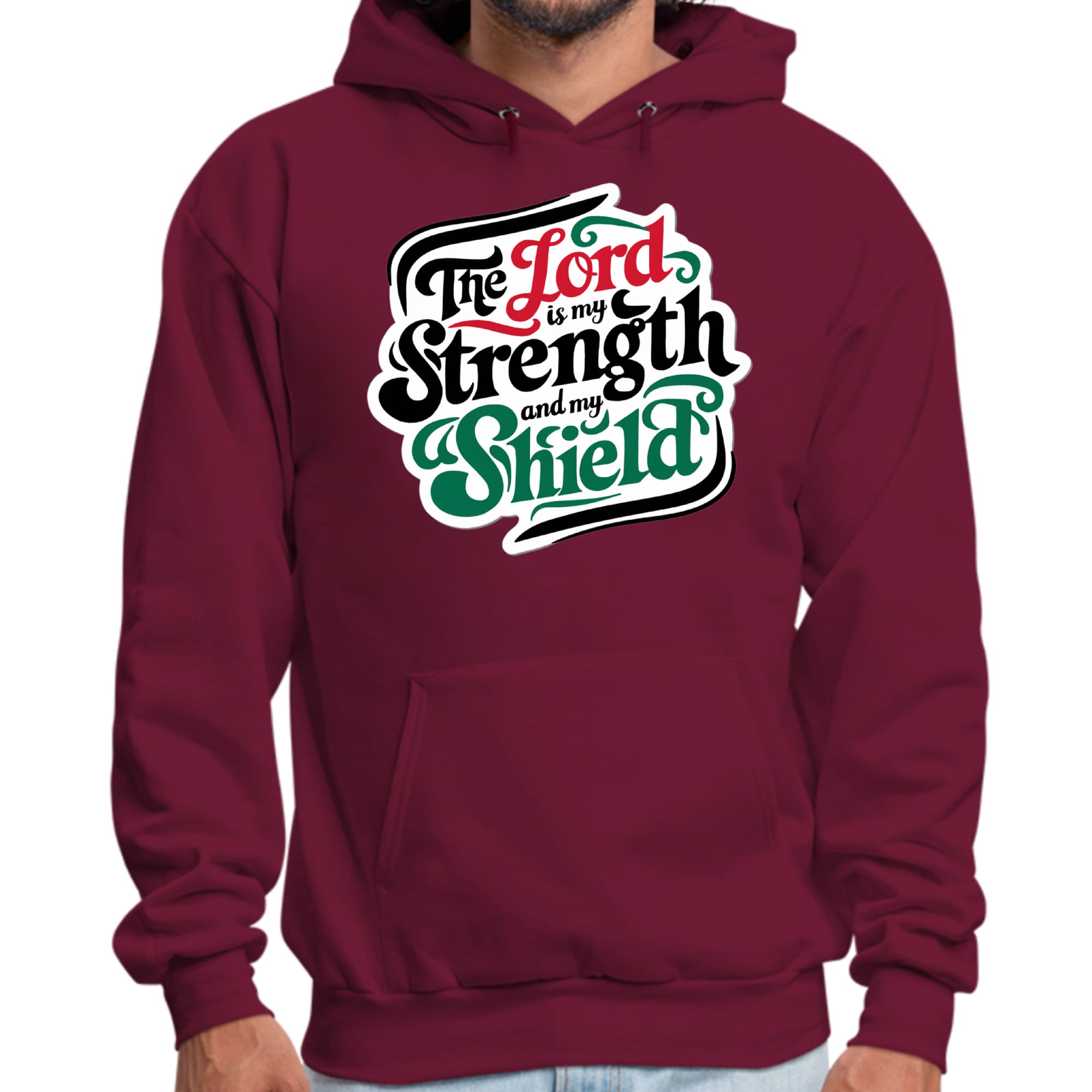 Mens Graphic Hoodie the Lord is my Strength and my Shield