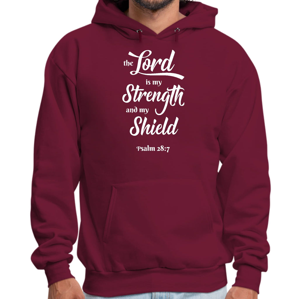 Mens Graphic Hoodie the Lord is my Strength and my Shield White Print