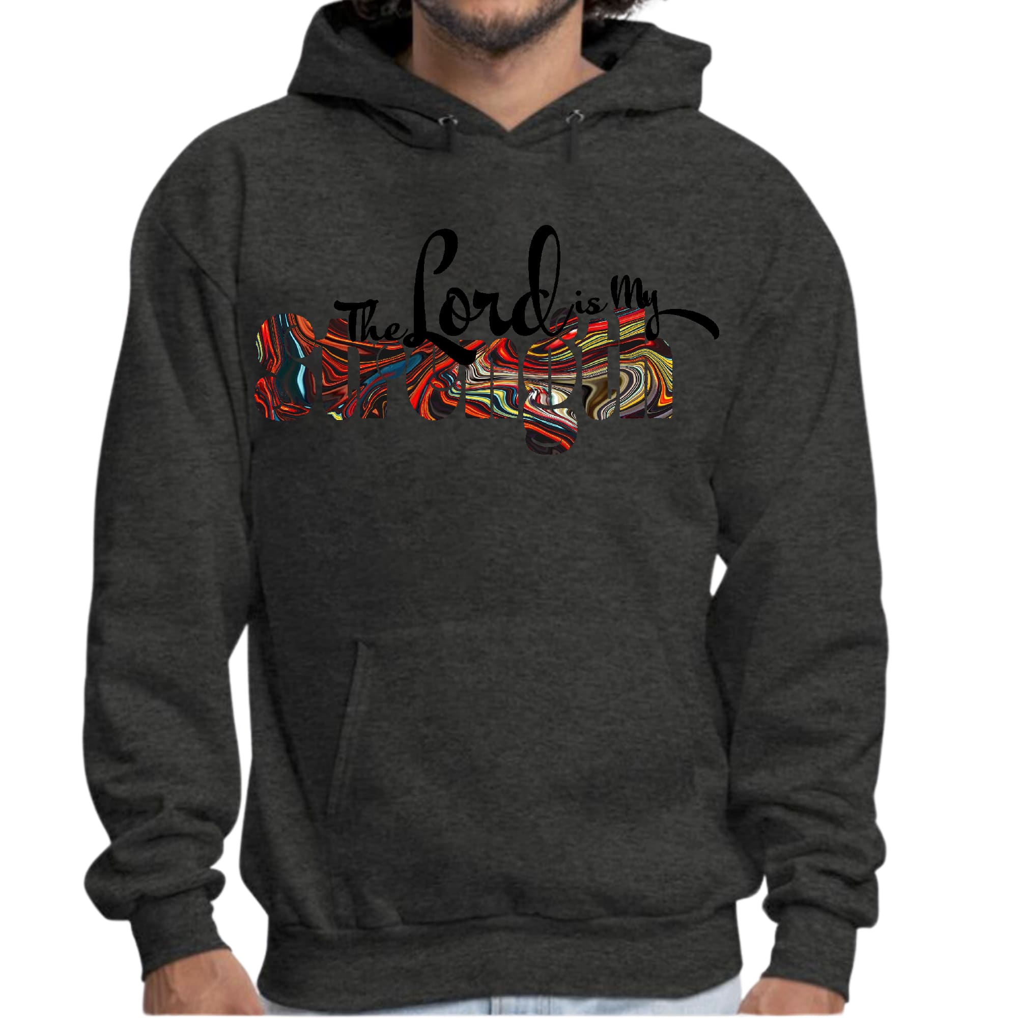 Mens Graphic Hoodie the Lord is my Strength Print