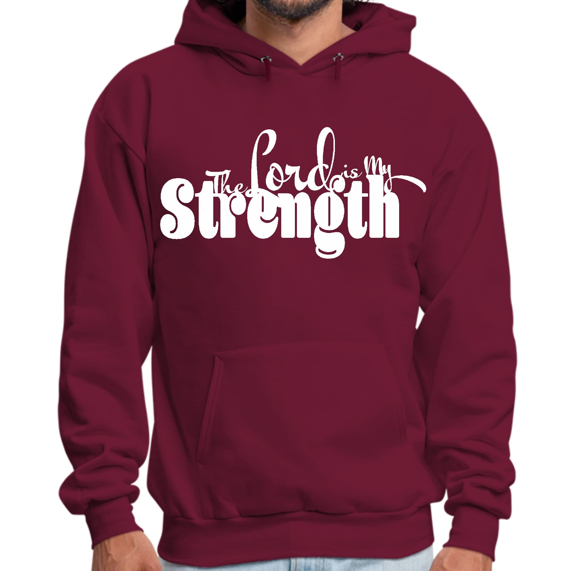 Mens Graphic Hoodie the Lord is my Strength Print
