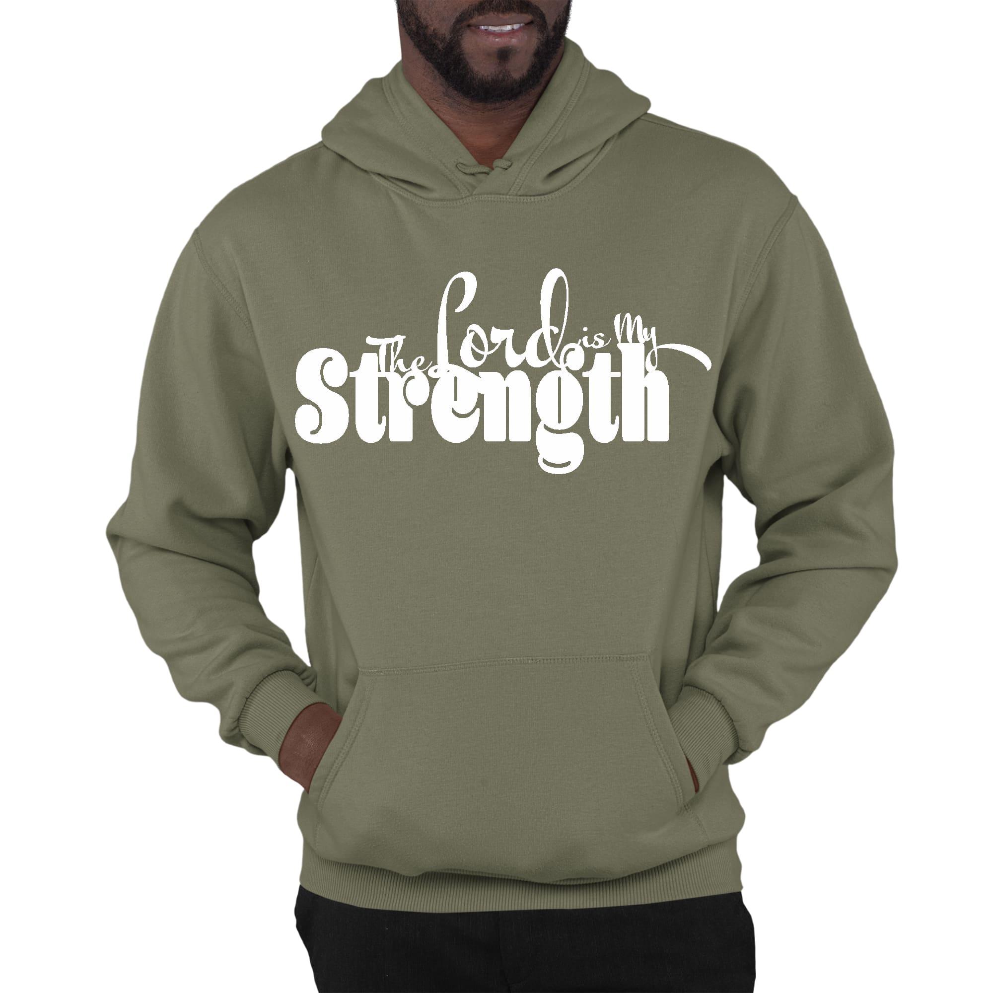 Mens Graphic Hoodie the Lord is my Strength Print