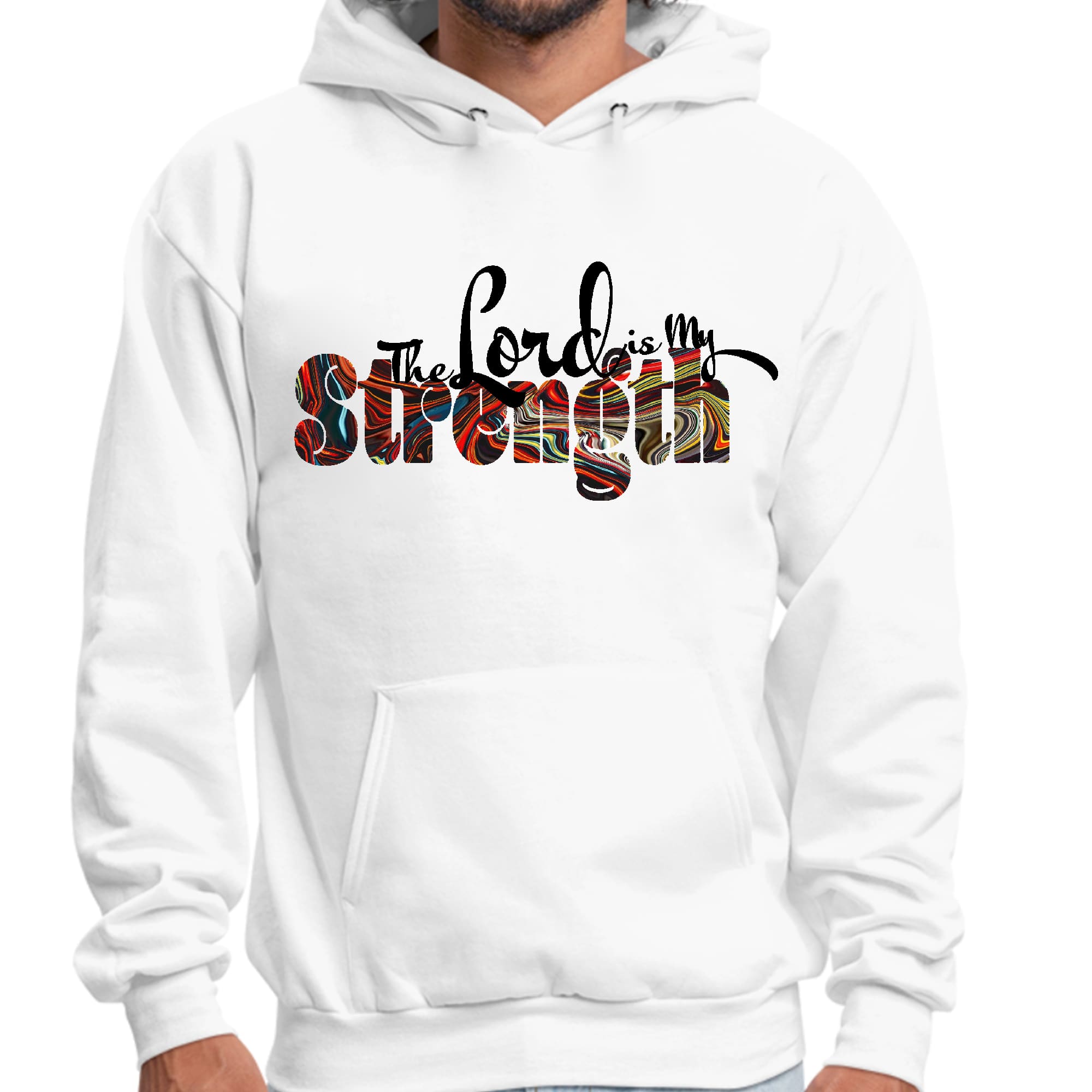 Mens Graphic Hoodie the Lord is my Strength Print