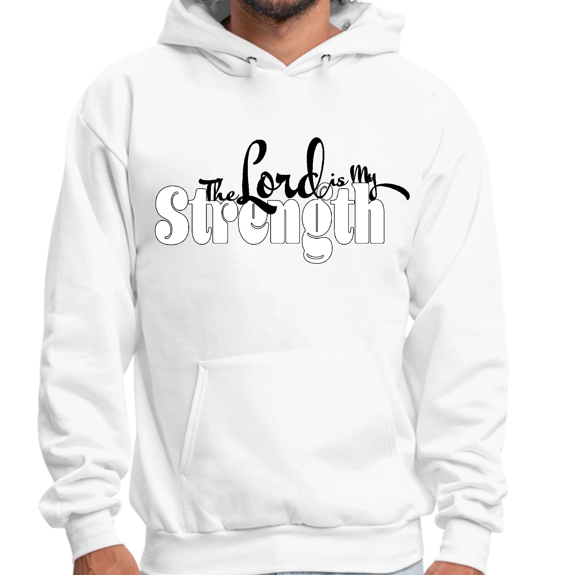 Mens Graphic Hoodie the Lord is my Strength Print