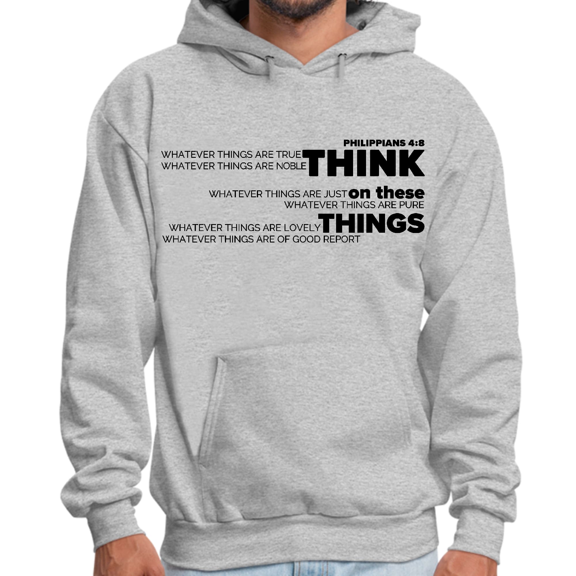 Mens Graphic Hoodie Think on these Things Black Illustration