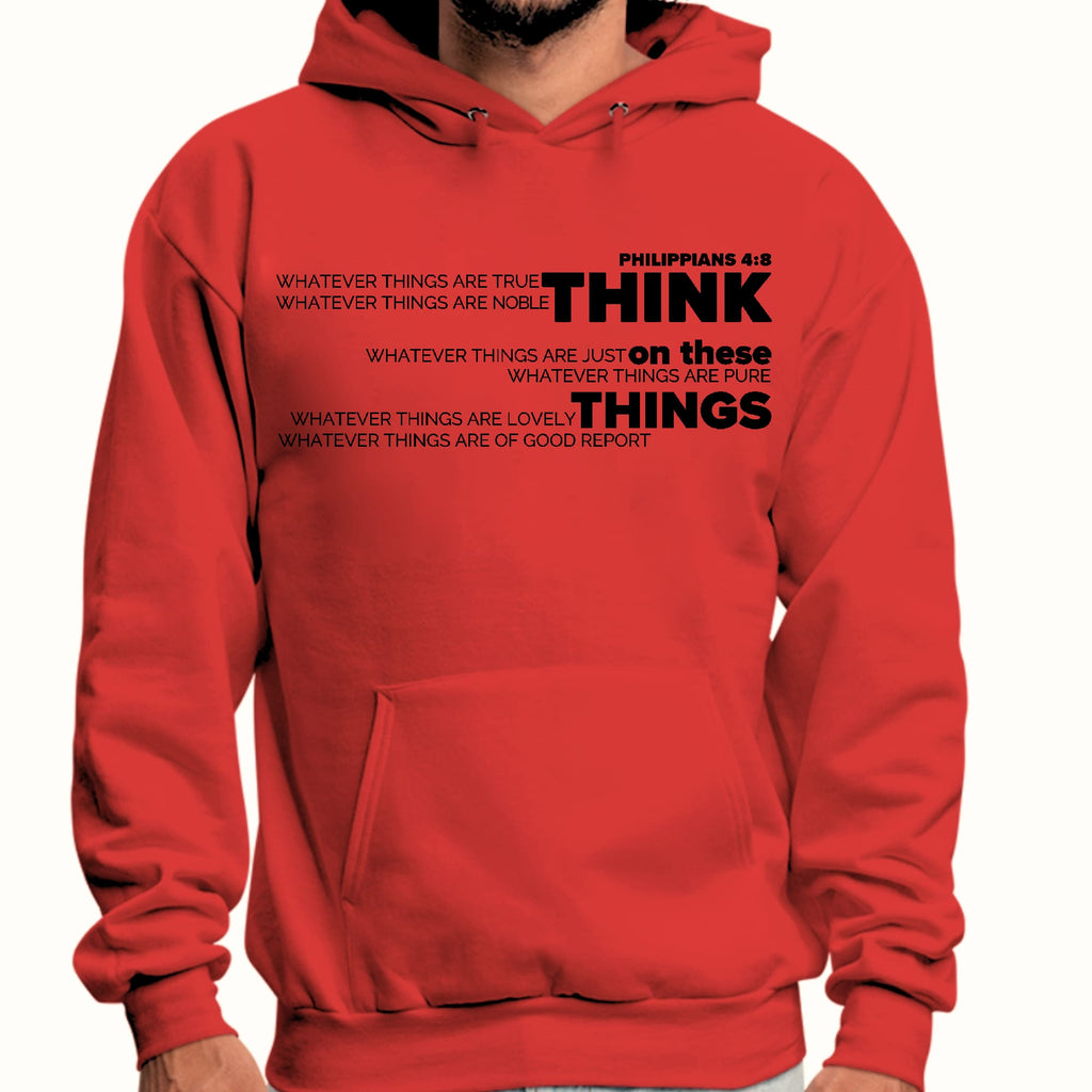 Mens Graphic Hoodie Think on these Things Black Illustration