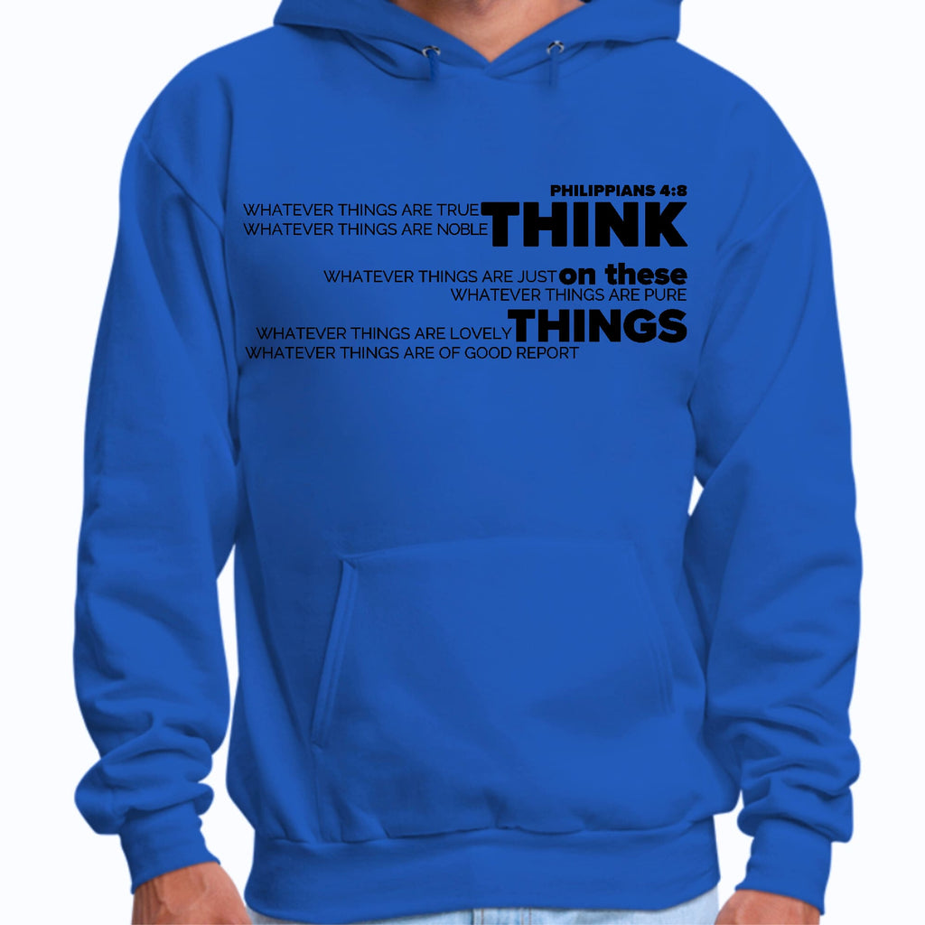 Mens Graphic Hoodie Think on these Things Black Illustration