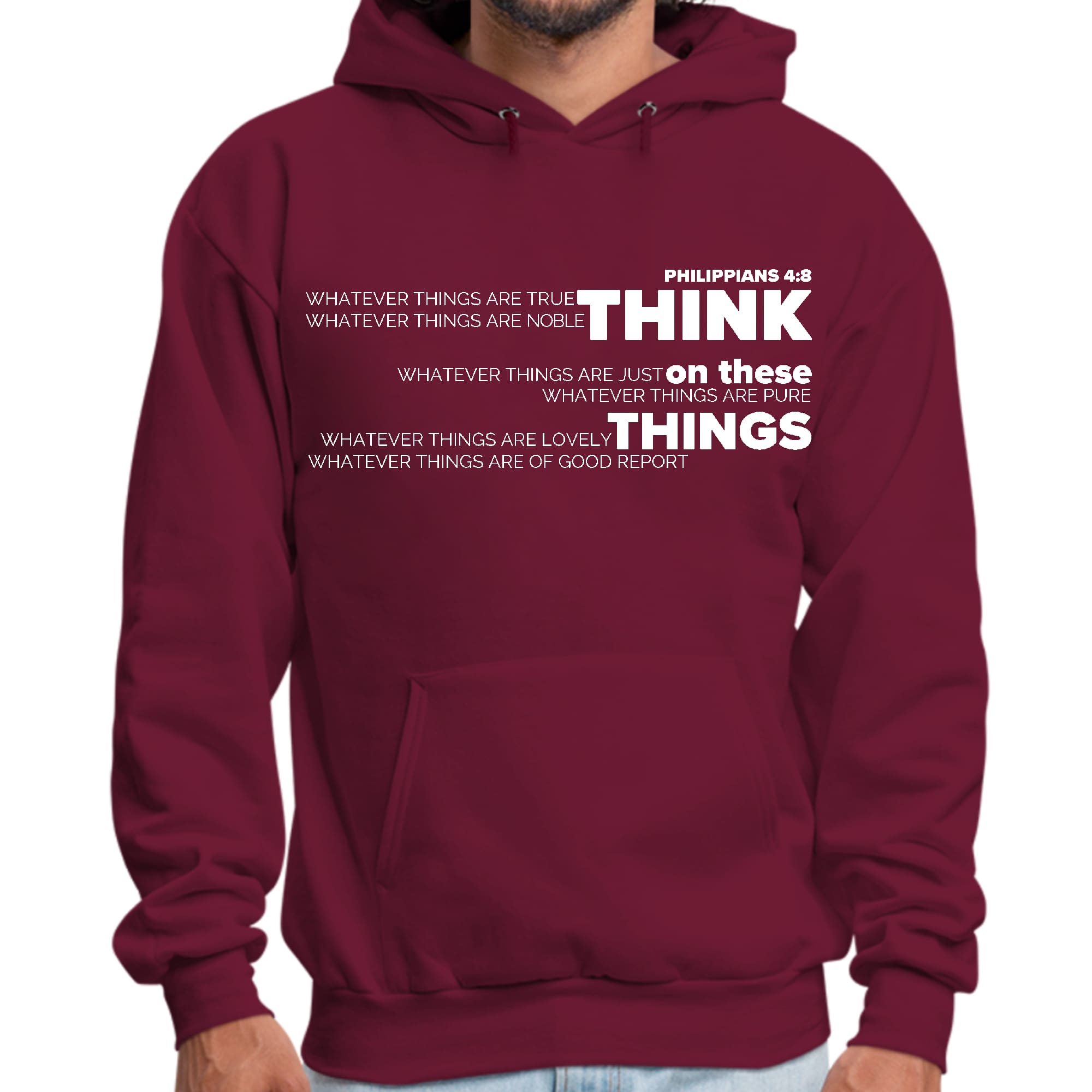 Mens Graphic Hoodie Think on these Things