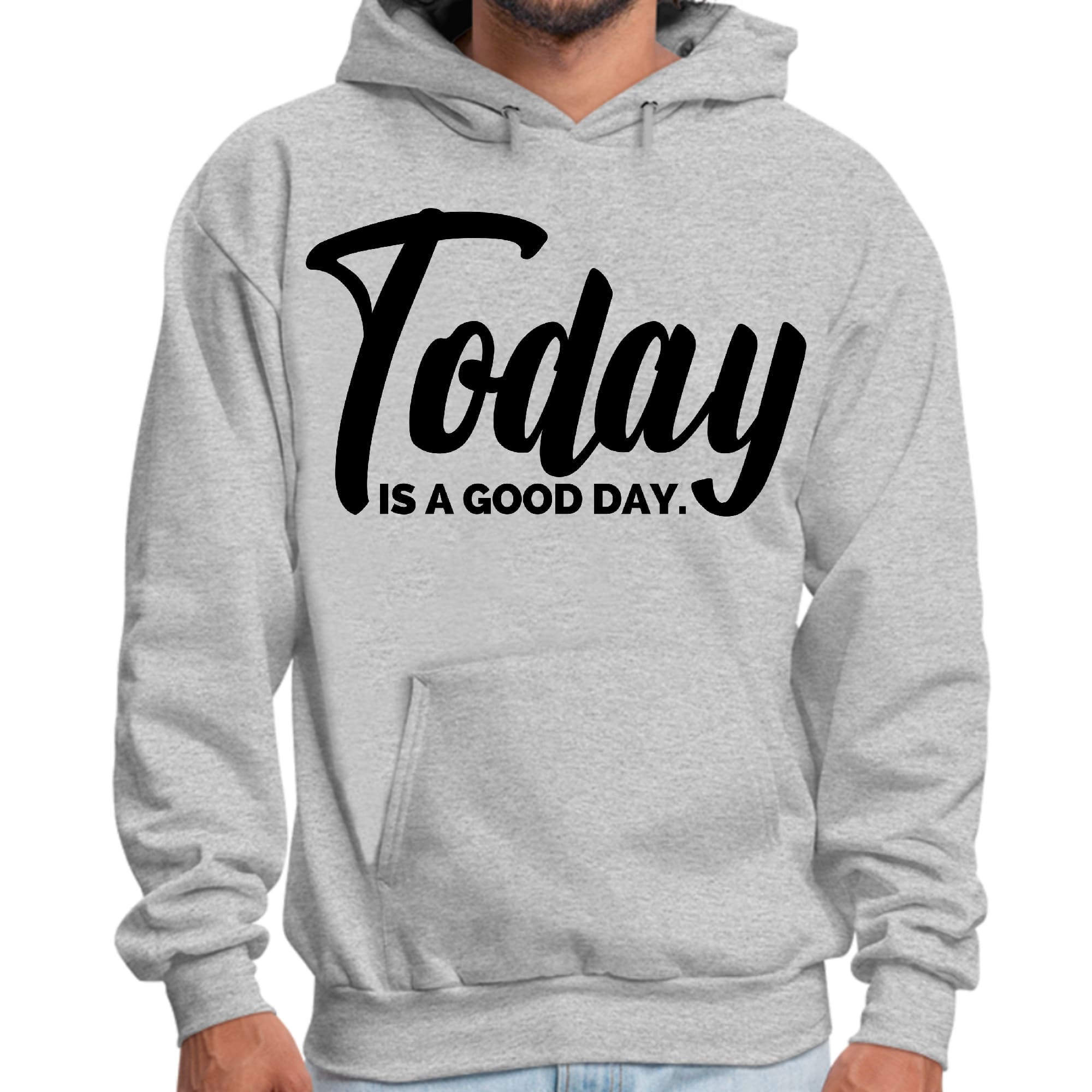 Mens Graphic Hoodie Today is a Good Day Black Illustration