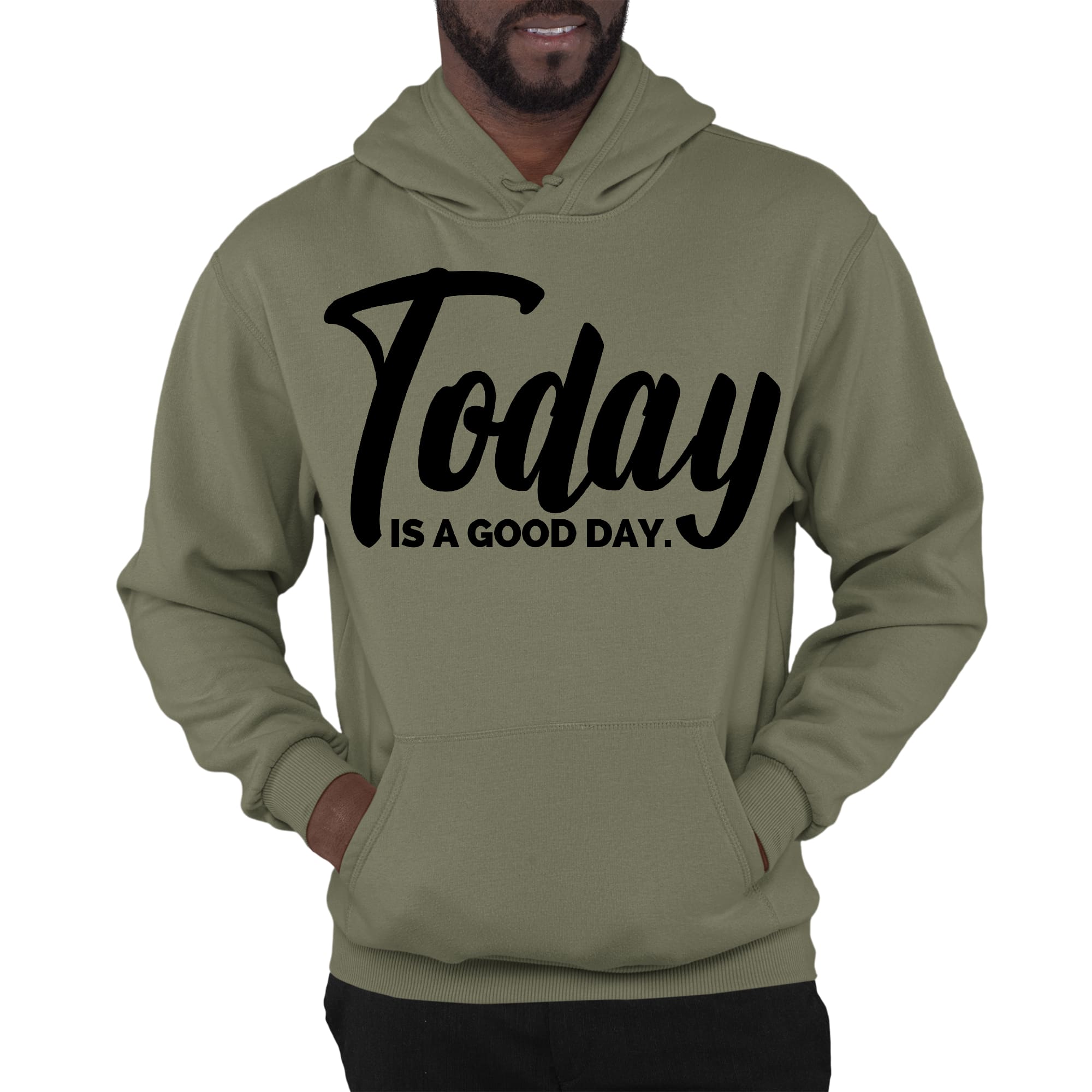 Mens Graphic Hoodie Today is a Good Day Black Illustration