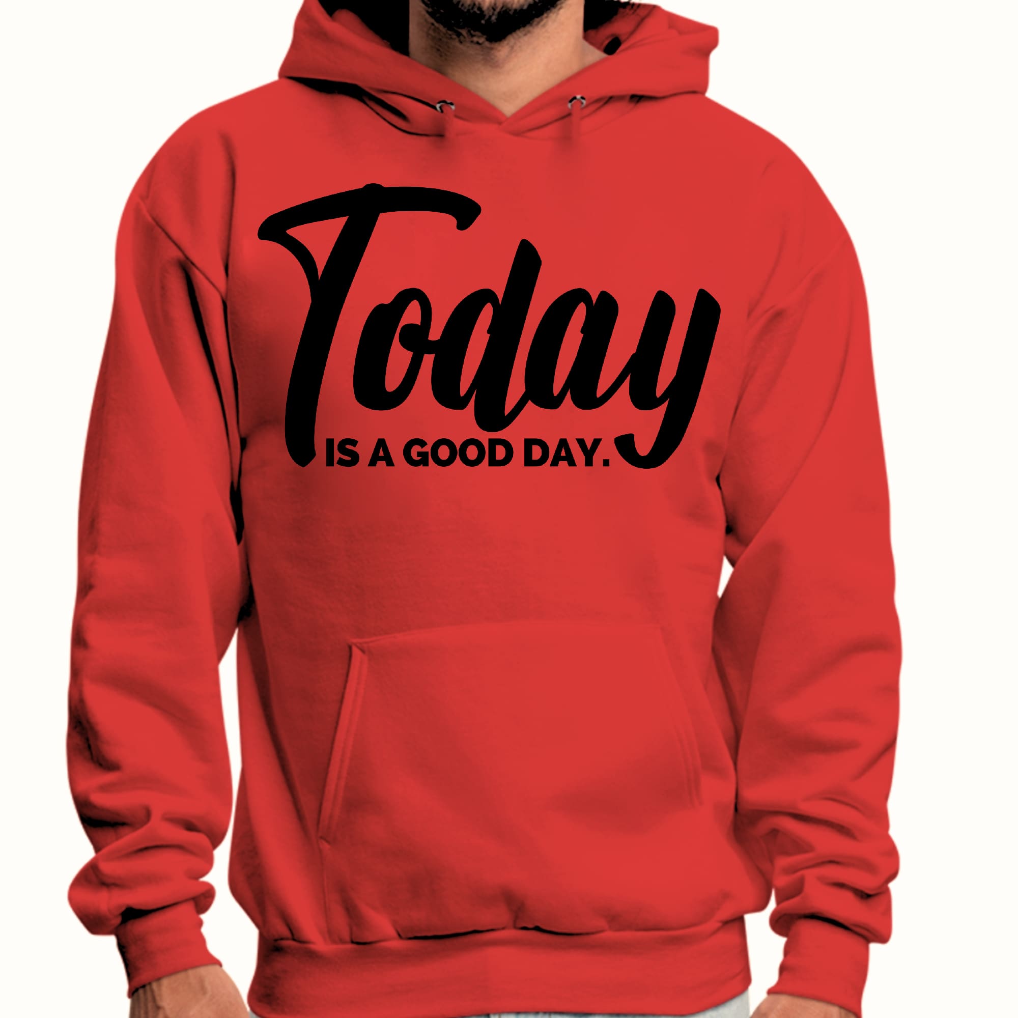 Mens Graphic Hoodie Today is a Good Day Black Illustration