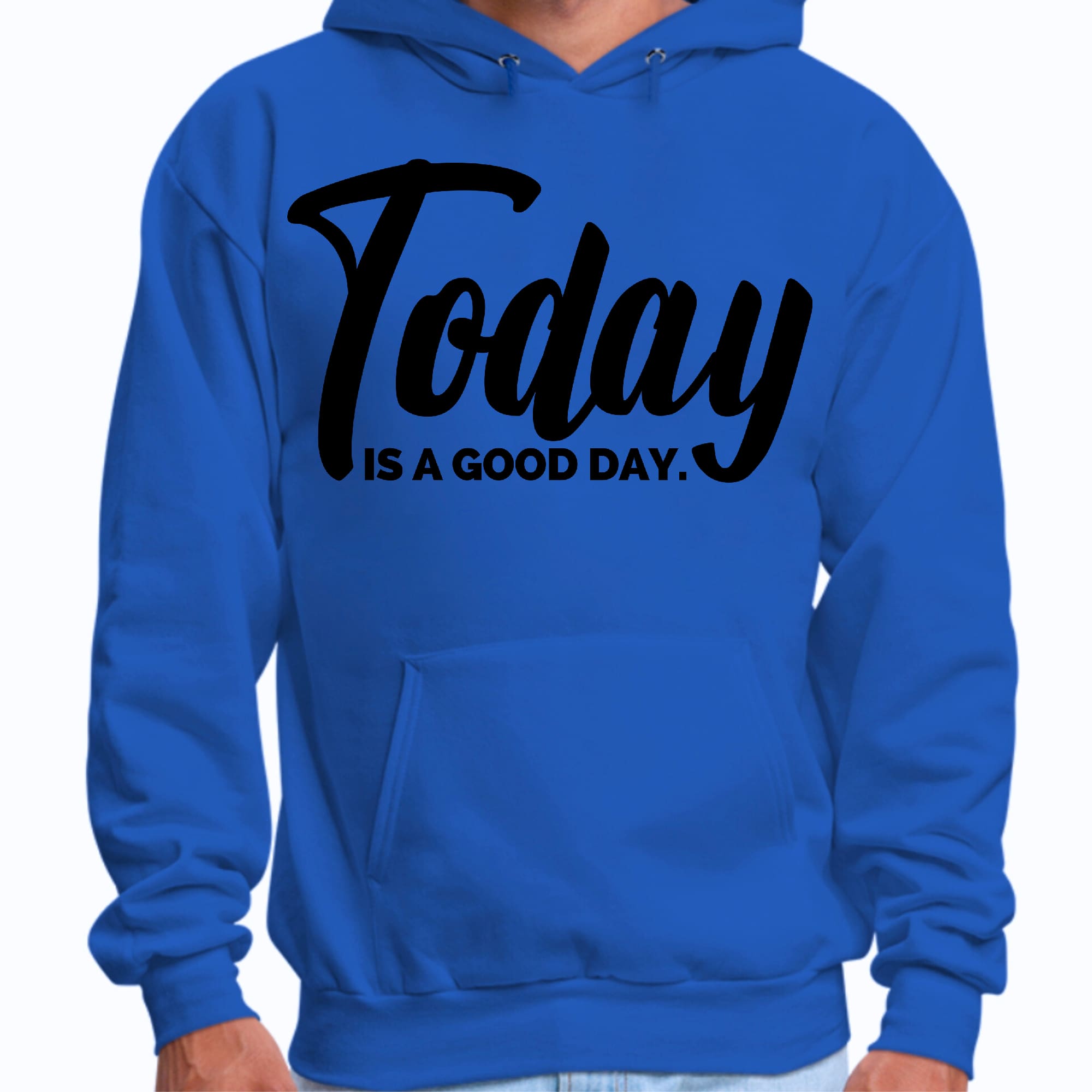 Mens Graphic Hoodie Today is a Good Day Black Illustration