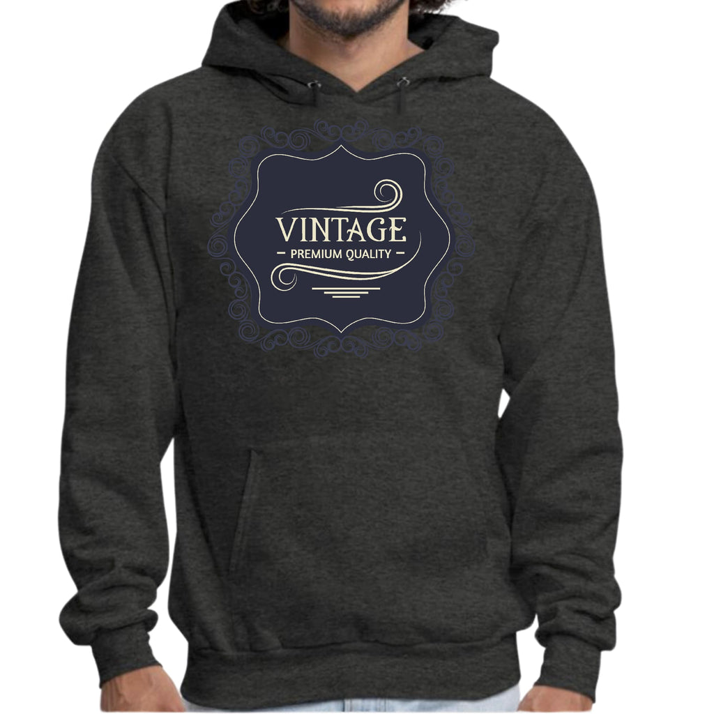 Mens Graphic Hoodie Vintage Premium Quality Black Beige Illustration
