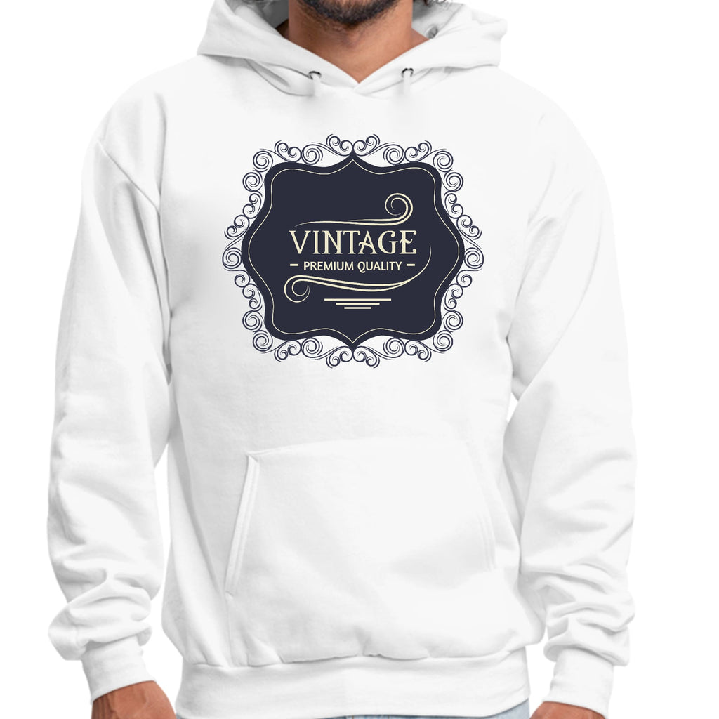 Mens Graphic Hoodie Vintage Premium Quality Black Beige Illustration