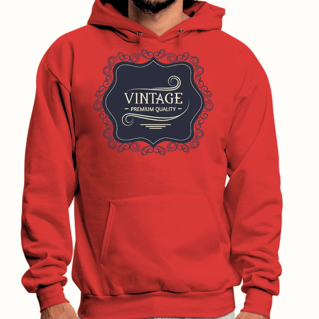 Mens Graphic Hoodie Vintage Premium Quality Black Beige Illustration
