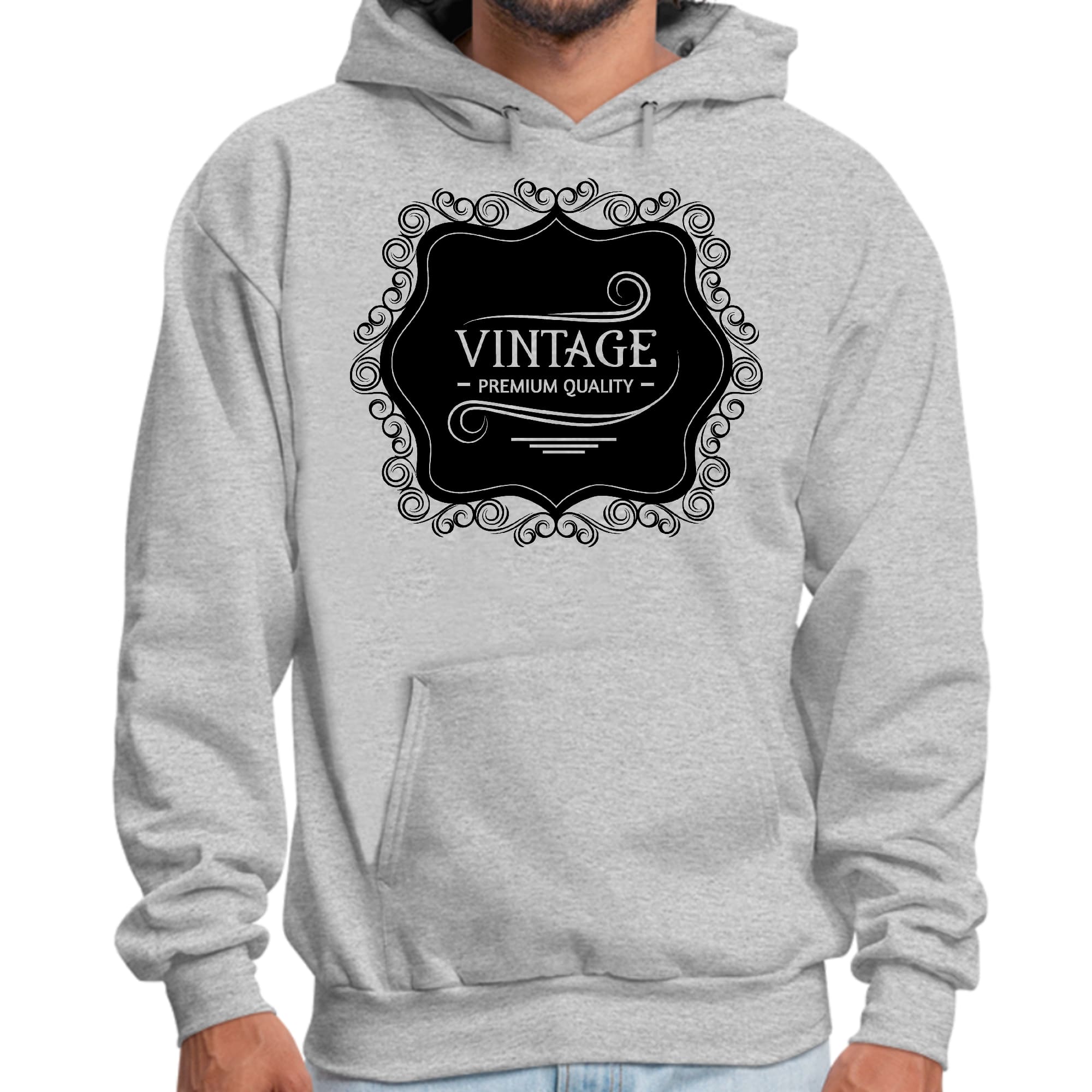 Mens Graphic Hoodie Vintage Premium Quality Black Illustration