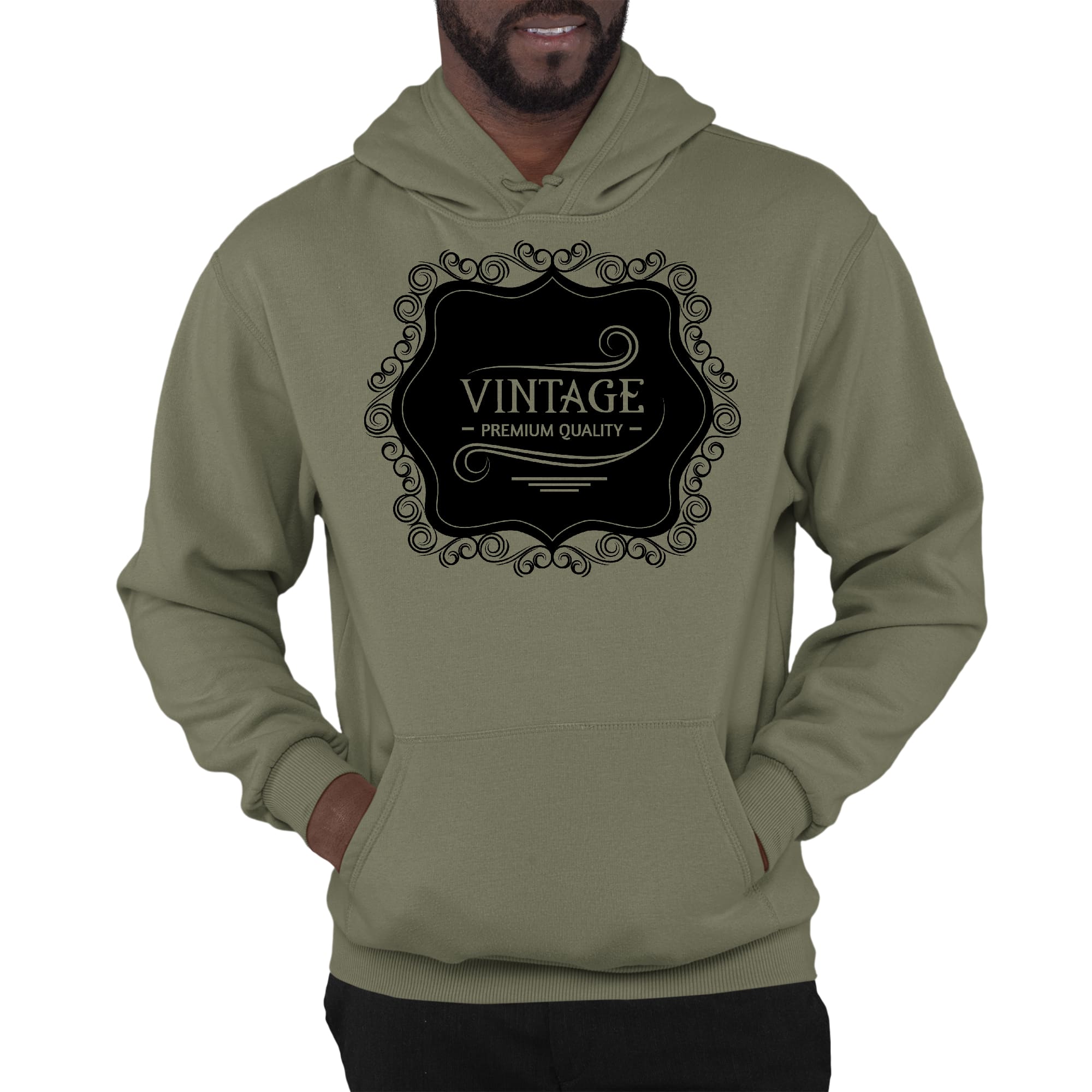 Mens Graphic Hoodie Vintage Premium Quality Black Illustration