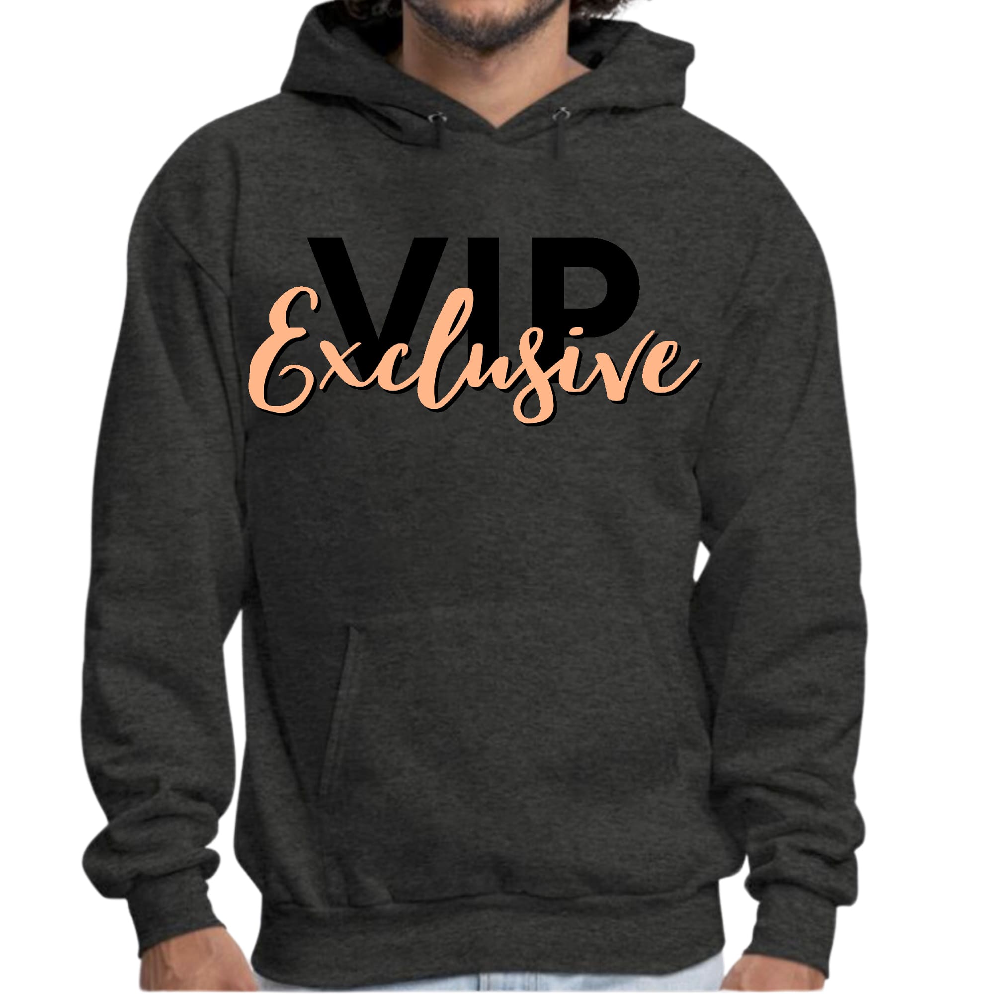 Mens Graphic Hoodie Vip Exclusive Black and Beige - Affirmation