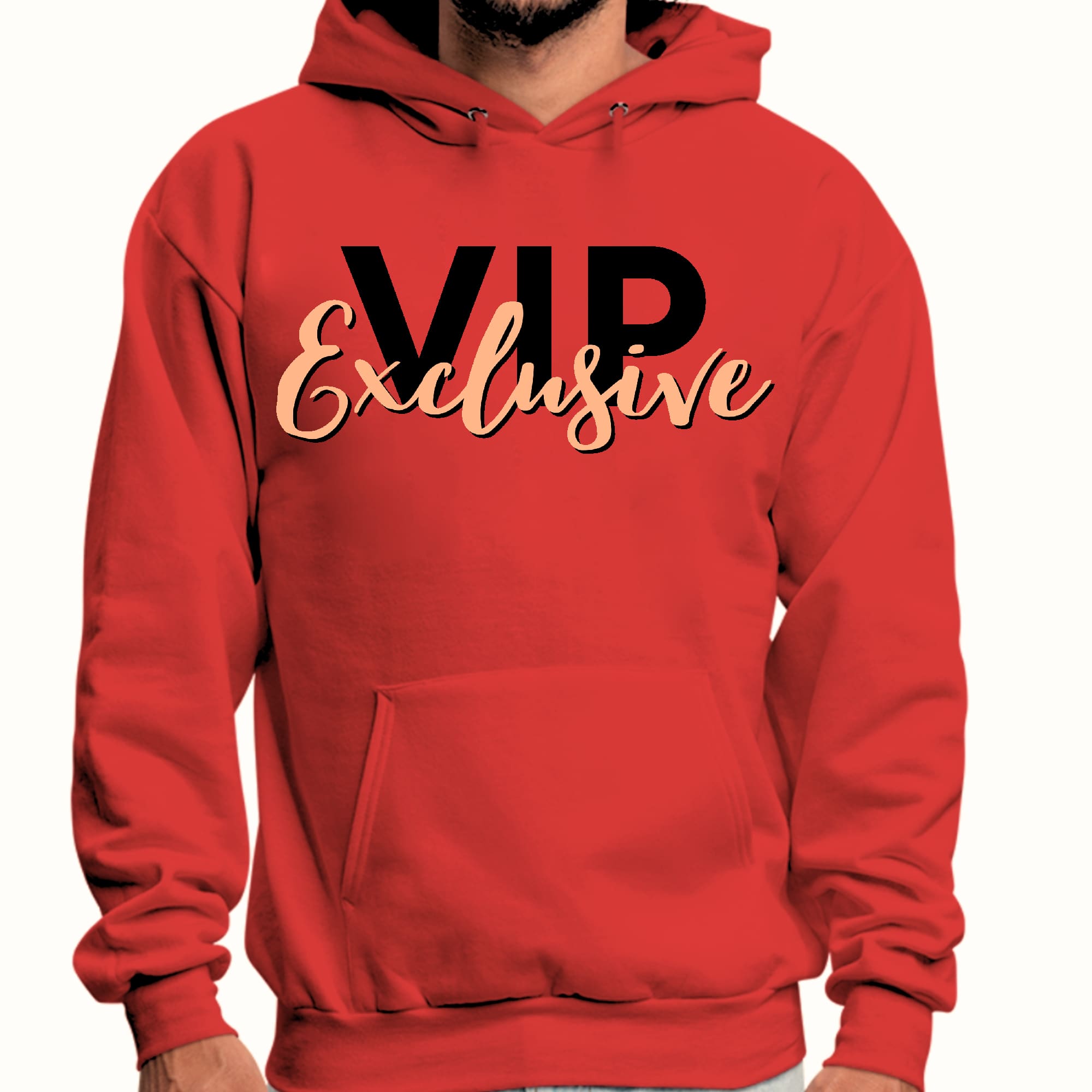 Mens Graphic Hoodie Vip Exclusive Black and Beige - Affirmation