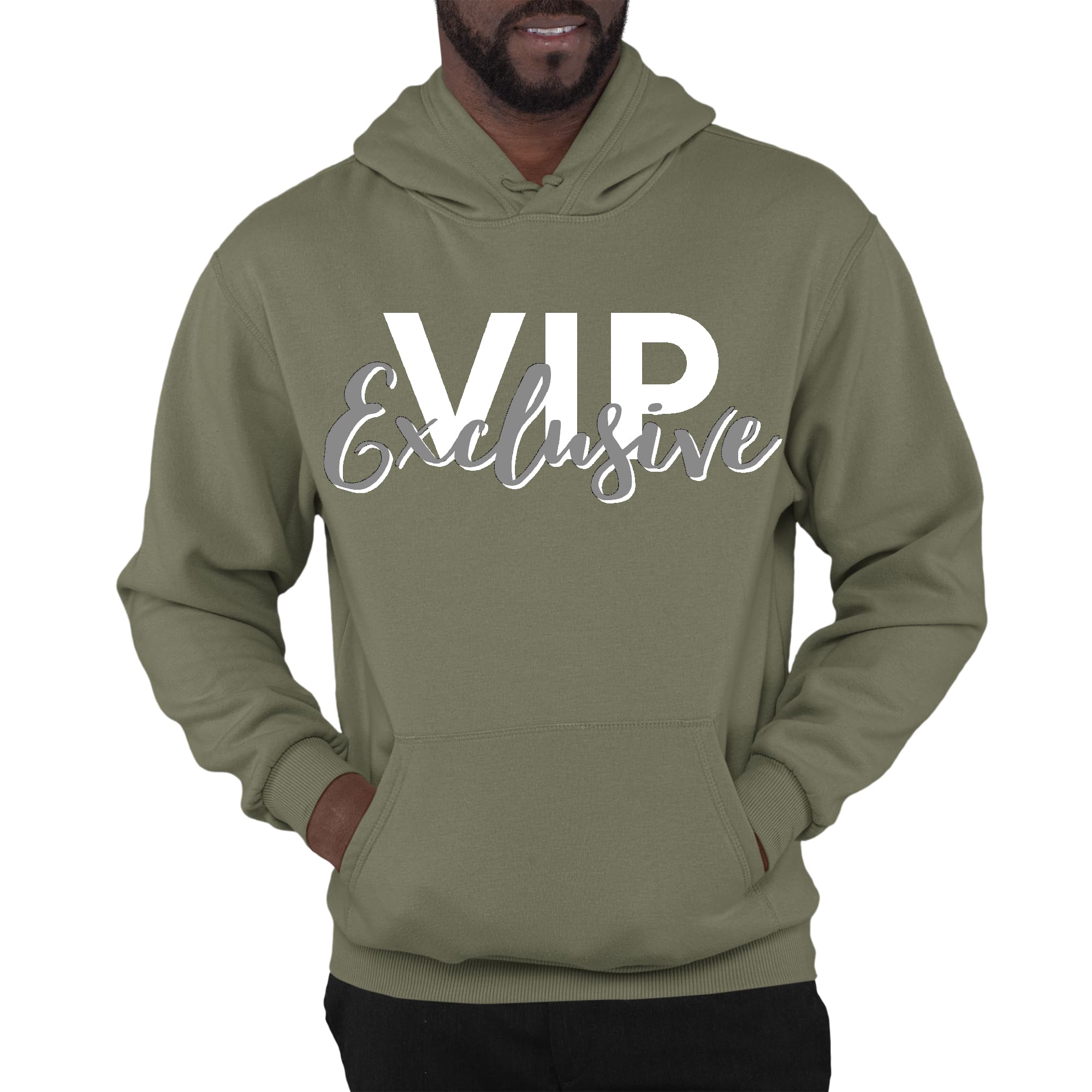 Mens Graphic Hoodie Vip Exclusive Grey and White - Affirmation
