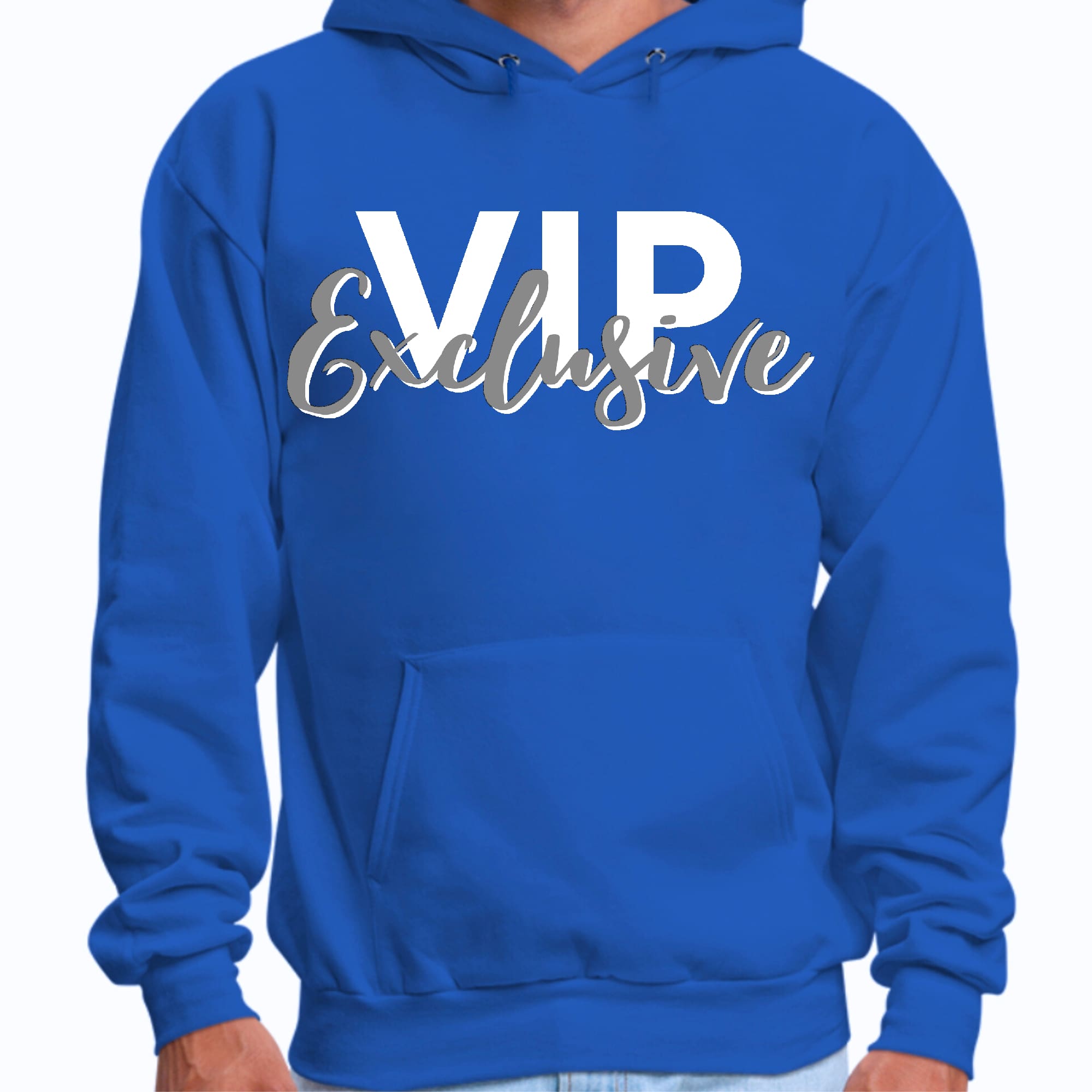 Mens Graphic Hoodie Vip Exclusive Grey and White - Affirmation