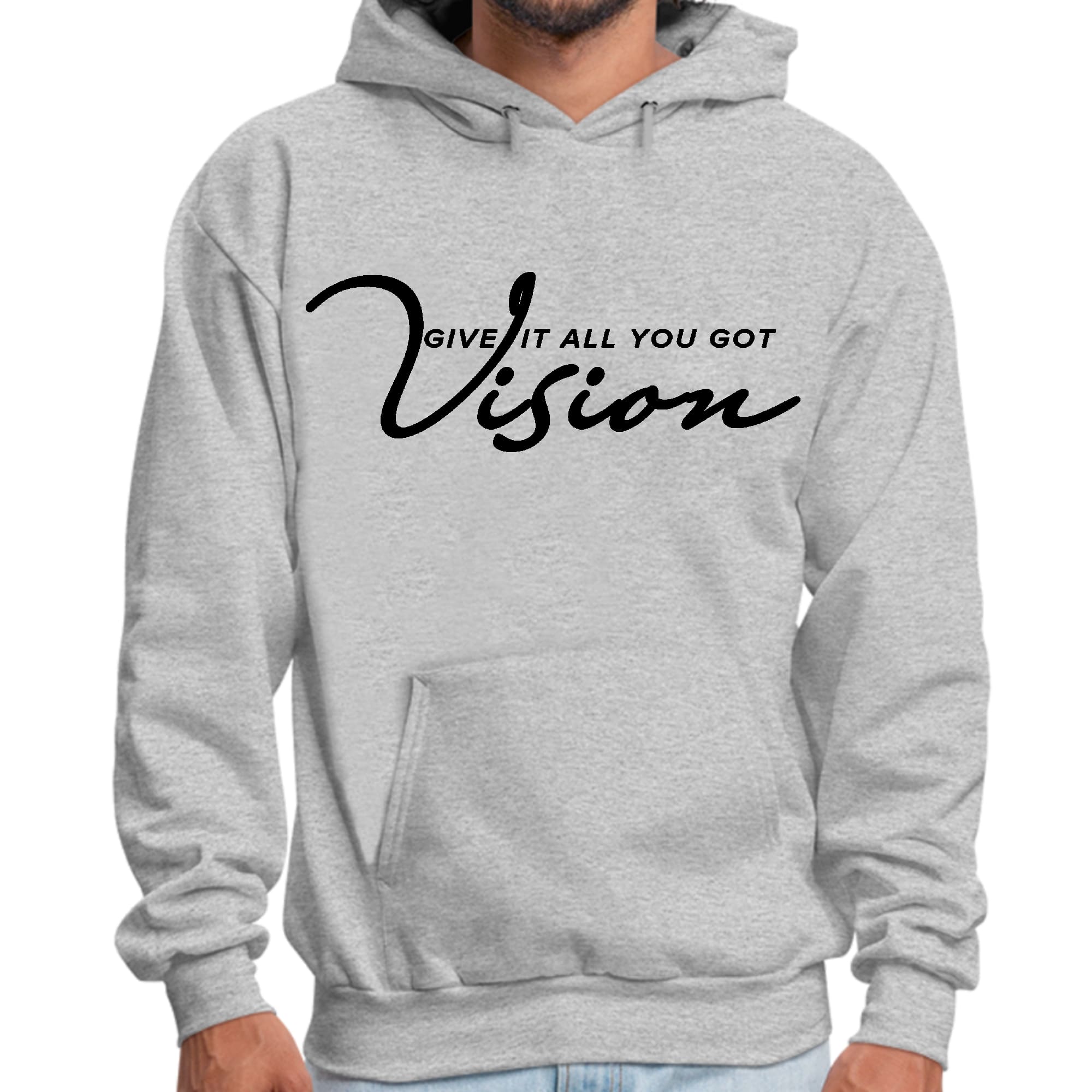 Mens Graphic Hoodie Vision - Give it All you Got - Black