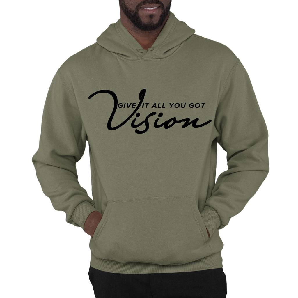 Mens Graphic Hoodie Vision - Give it All you Got - Black