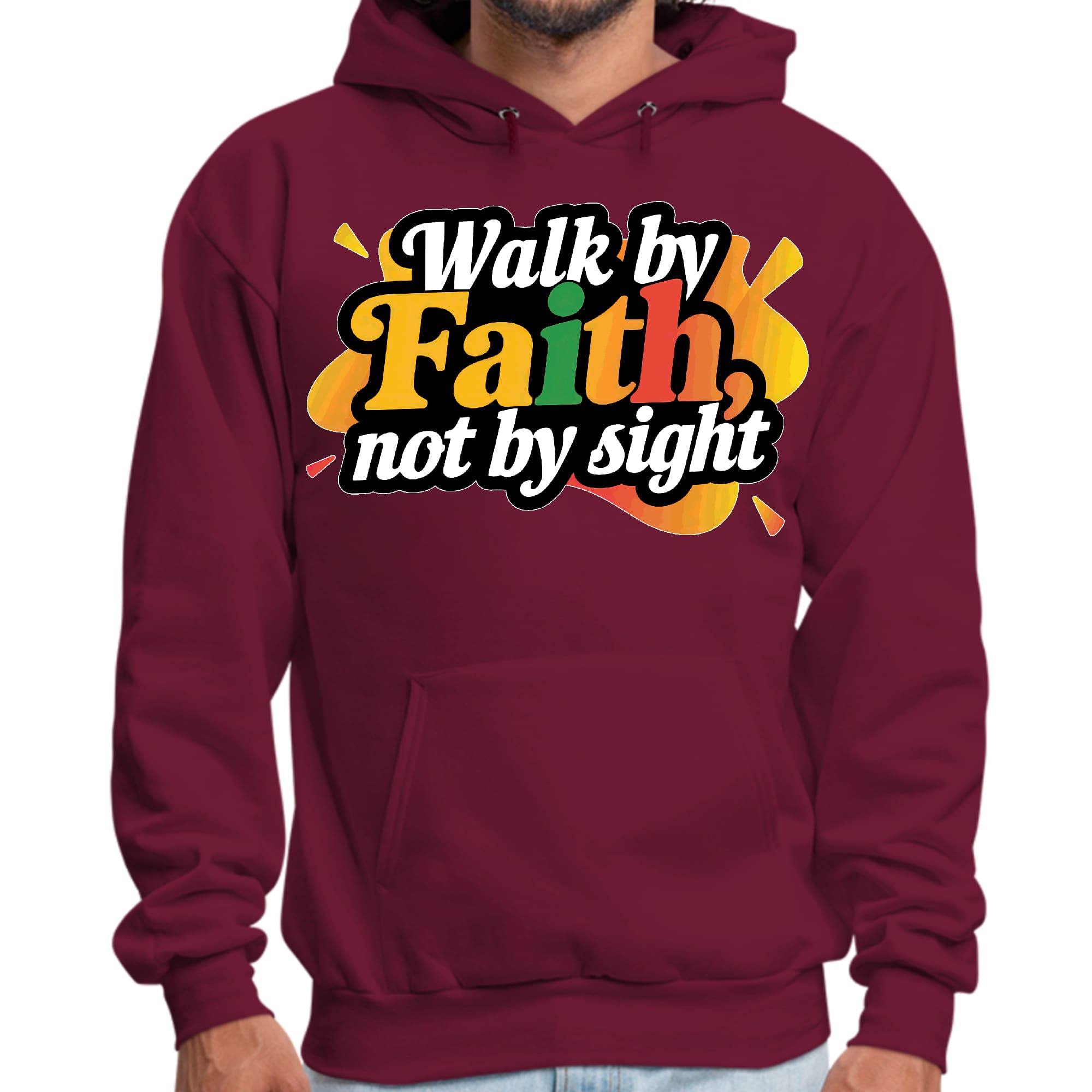 Mens Graphic Hoodie Walk by Faith - not by Sight