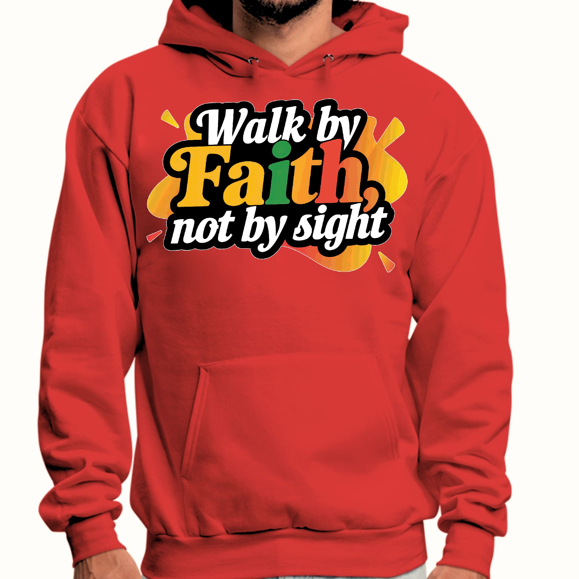 Mens Graphic Hoodie Walk by Faith - not by Sight