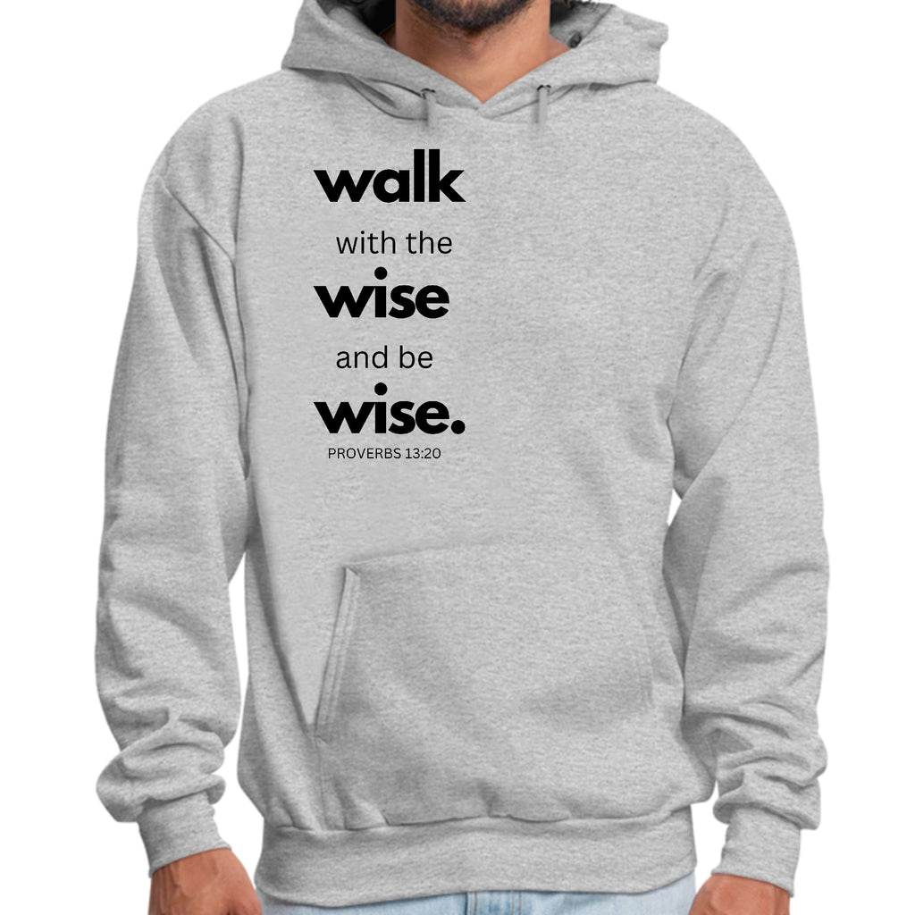 Mens Graphic Hoodie Walk with the Wise and be Wise Black Illustration