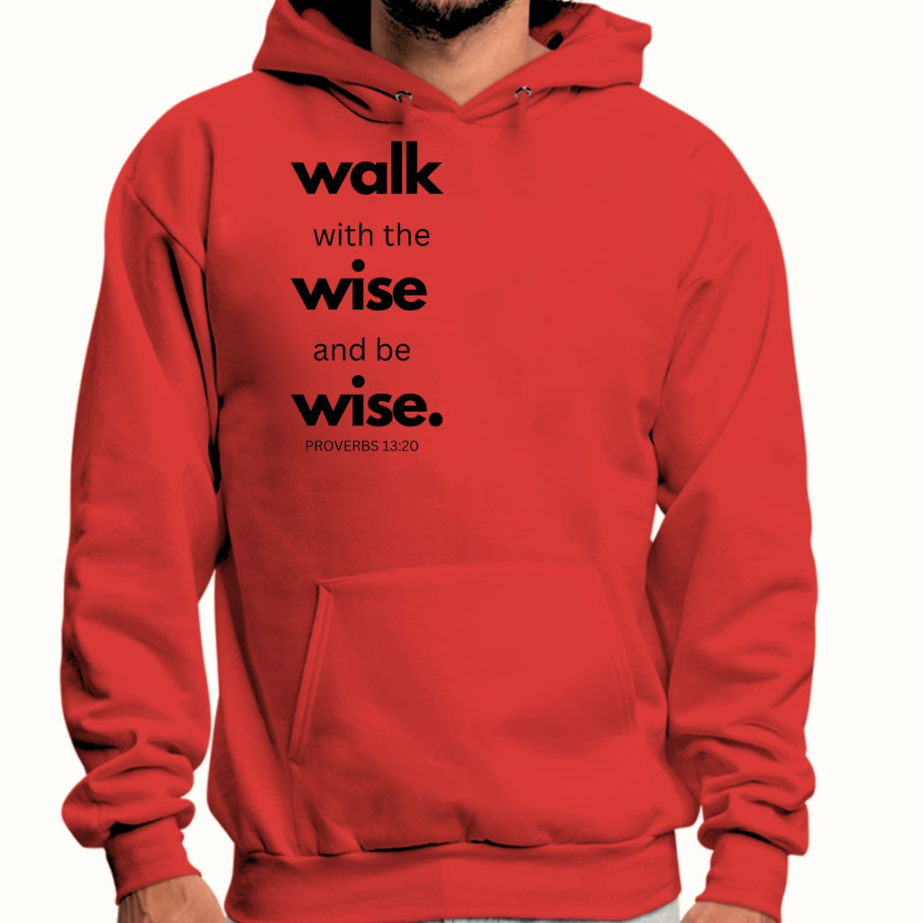 Mens Graphic Hoodie Walk with the Wise and be Wise Black Illustration