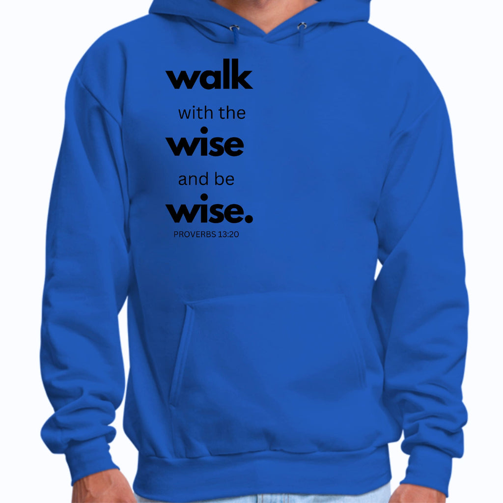 Mens Graphic Hoodie Walk with the Wise and be Wise Black Illustration