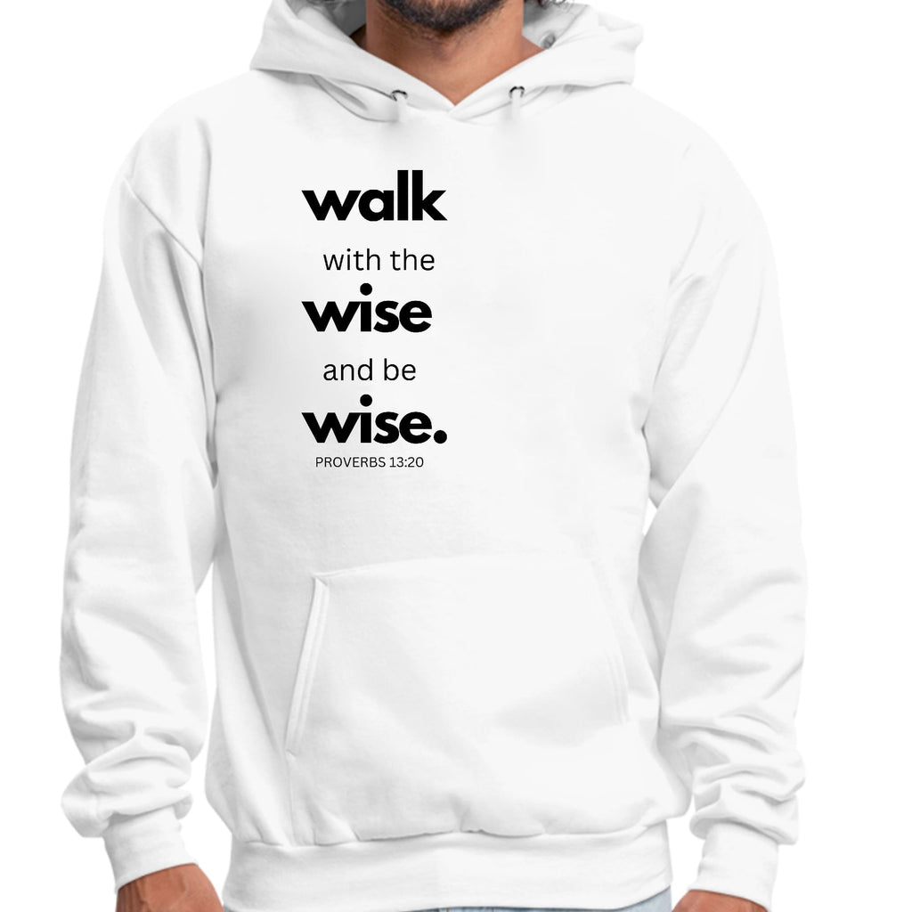 Mens Graphic Hoodie Walk with the Wise and be Wise Black Illustration