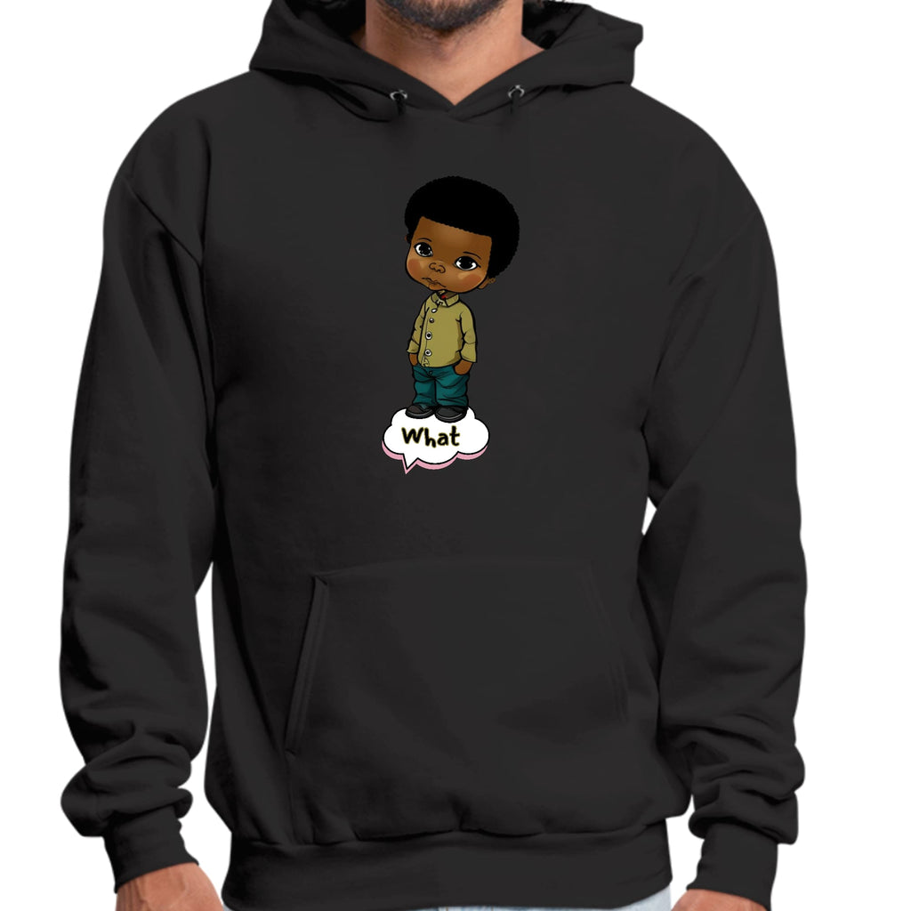 Mens Graphic Hoodie what - African American Boy Illustration Art