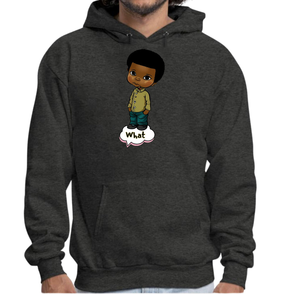 Mens Graphic Hoodie what - African American Boy Illustration Art