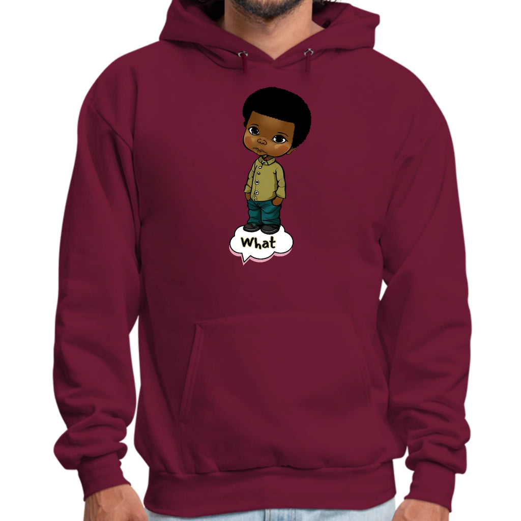 Mens Graphic Hoodie what - African American Boy Illustration Art